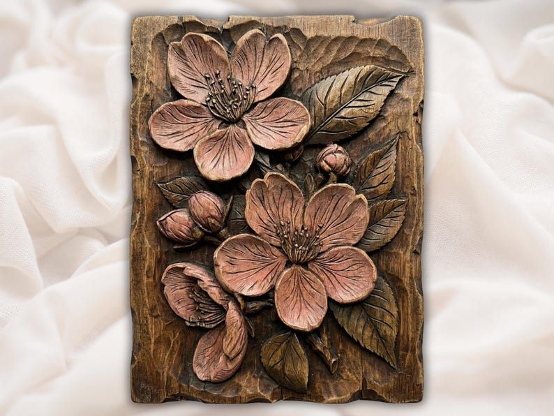 Cherry Blossom Bas-Relief STL for CNC Routers and 3D Printers bas-relief STL design