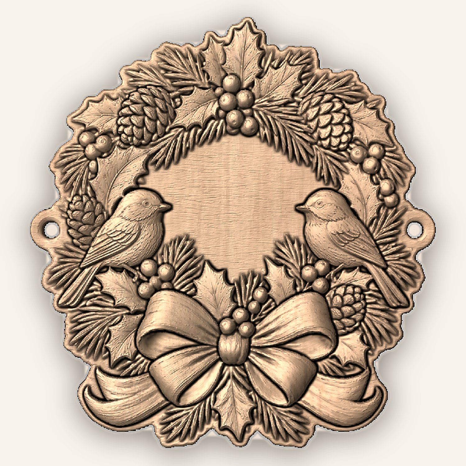 Chickadee Christmas Wreath CNC Relief STL bas-relief STL — view 4