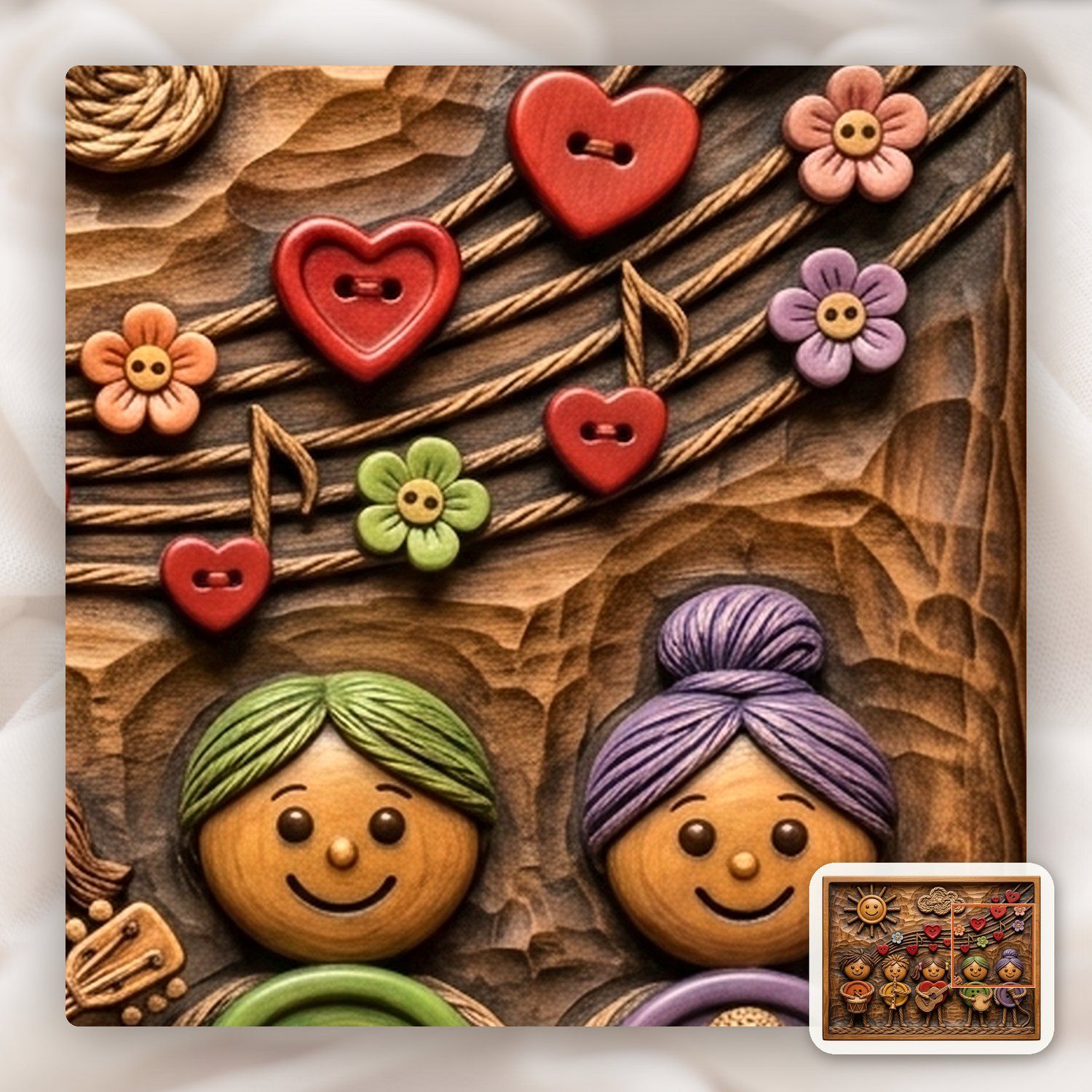 Childrens Musical Band Button Art CNC Relief STL bas-relief STL — view 12