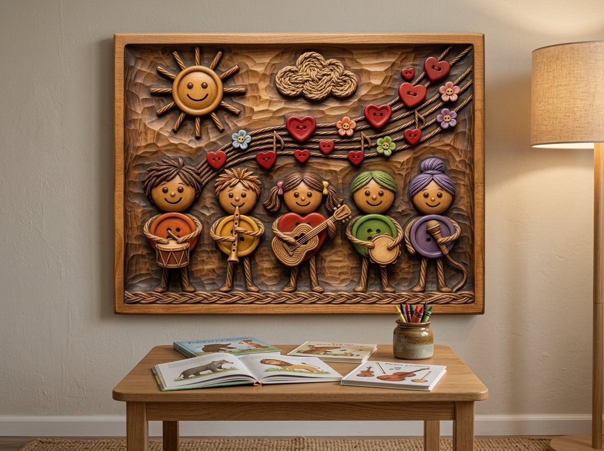 Childrens Musical Band Button Art CNC Relief STL bas-relief STL — view 14