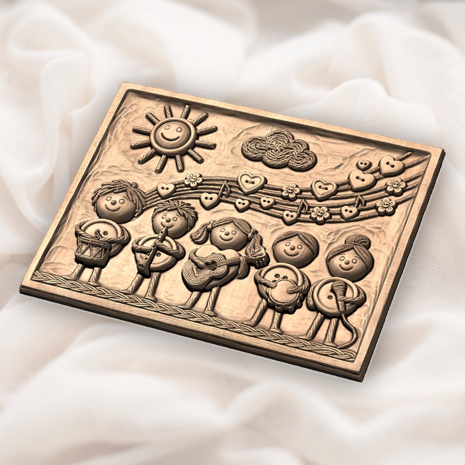 Childrens Musical Band Button Art CNC Relief STL bas-relief STL — view 6