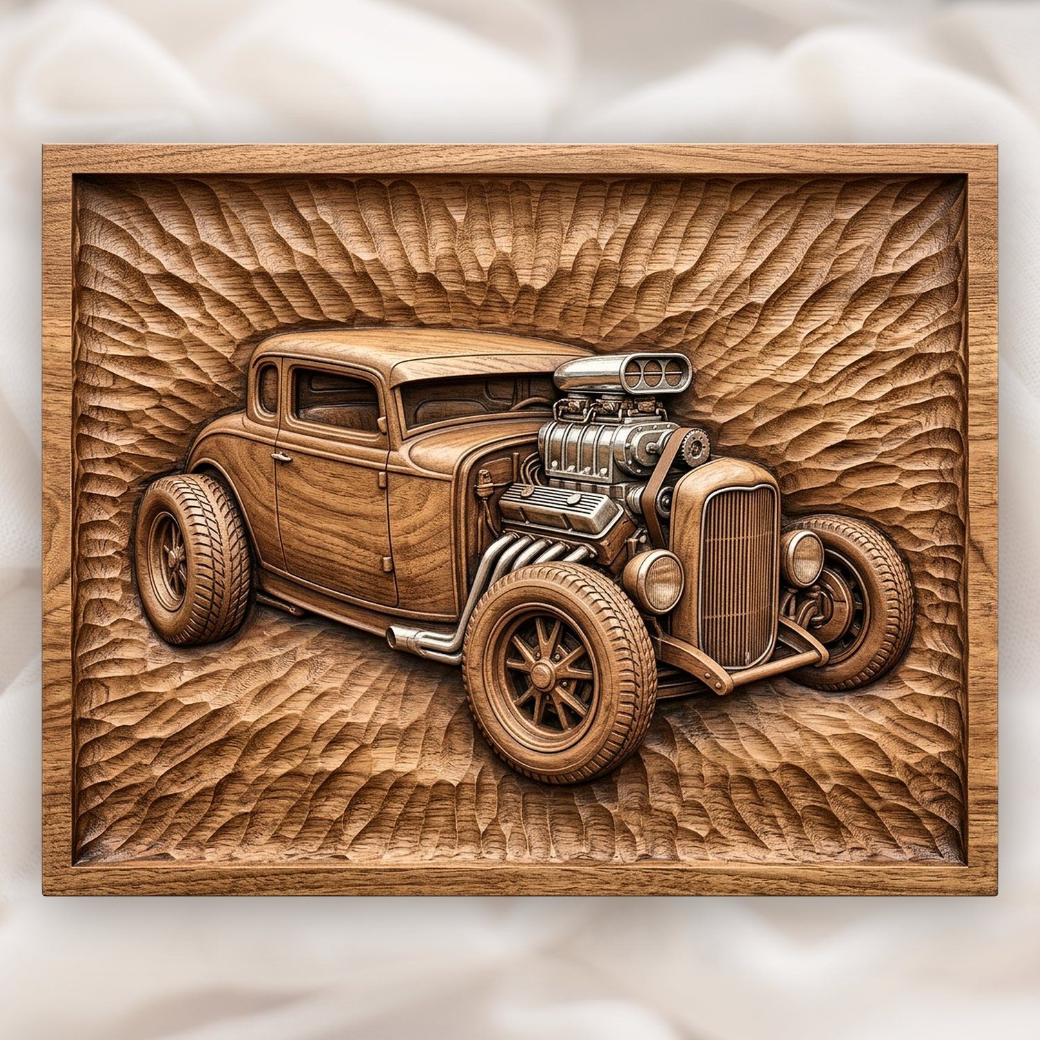 Chopped Roof Classic Hot Rod Garage Sign CNC Relief STL bas-relief STL design