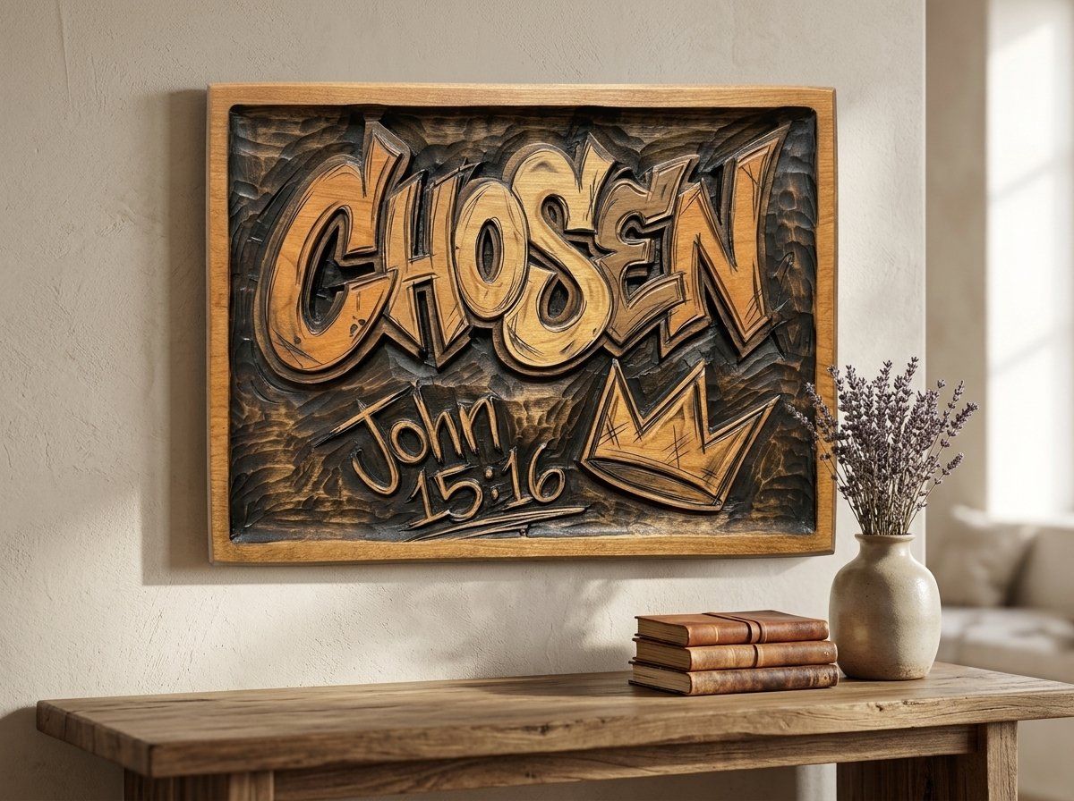 Chosen Scripture Graffiti CNC Relief STL bas-relief STL — view 13