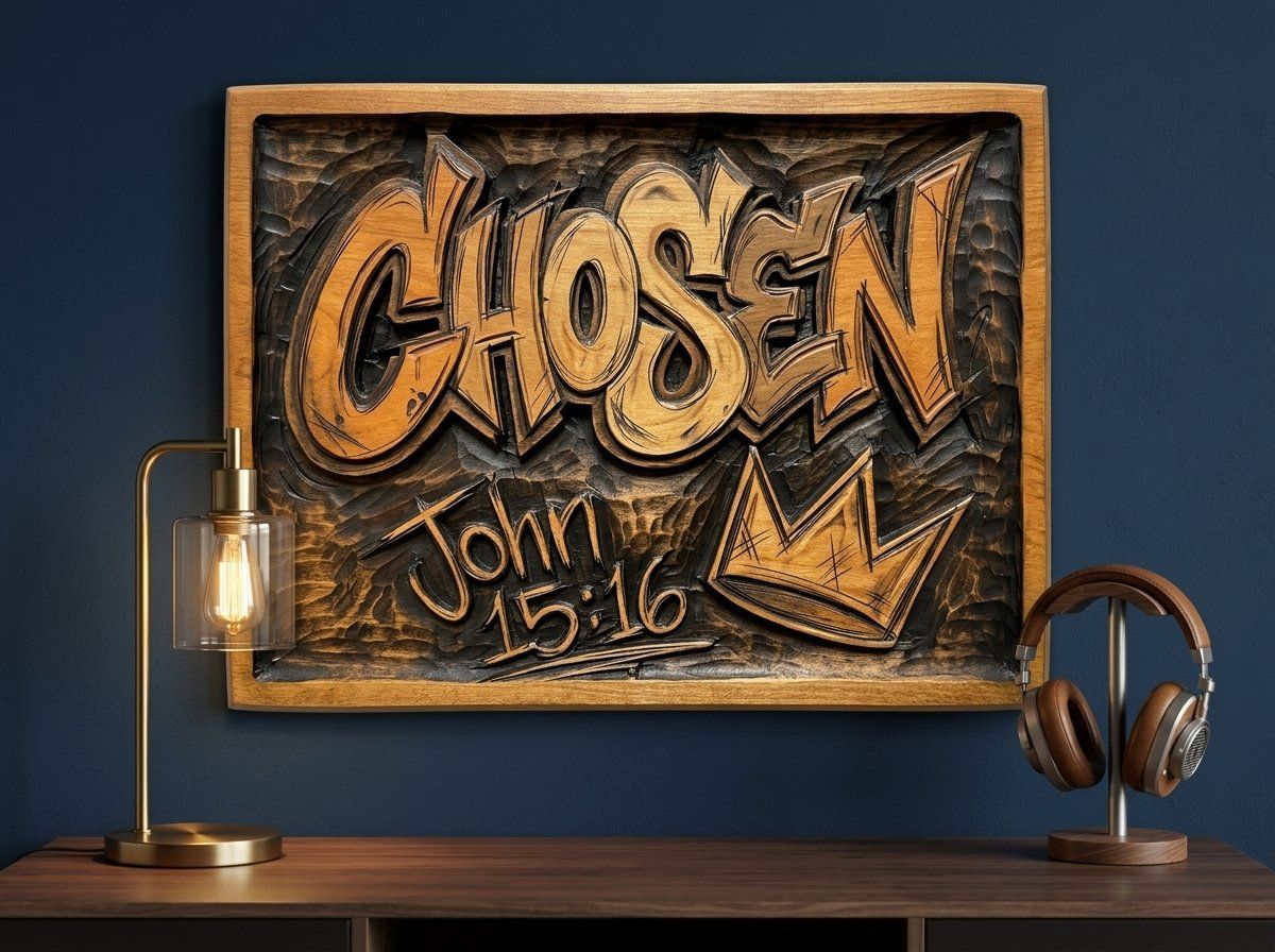 Chosen Scripture Graffiti CNC Relief STL bas-relief STL — view 14