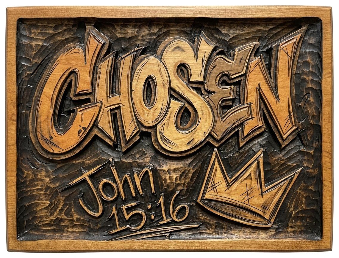 Chosen Scripture Graffiti CNC Relief STL bas-relief STL — view 4