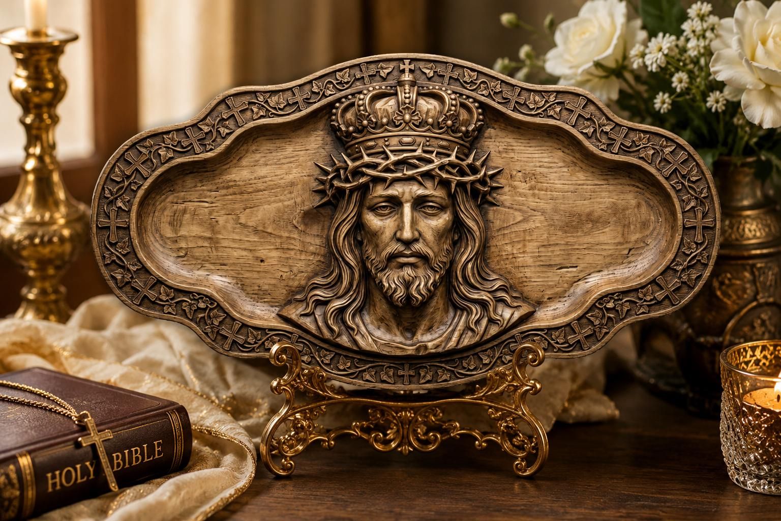 Christ King of Kings STL Relief for CNC Router bas-relief STL — view 3