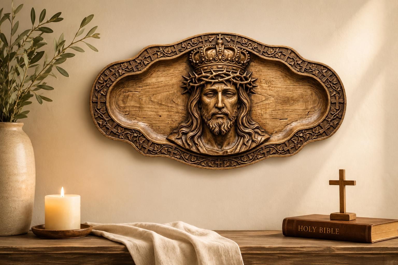 Christ King of Kings STL Relief for CNC Router bas-relief STL — view 7