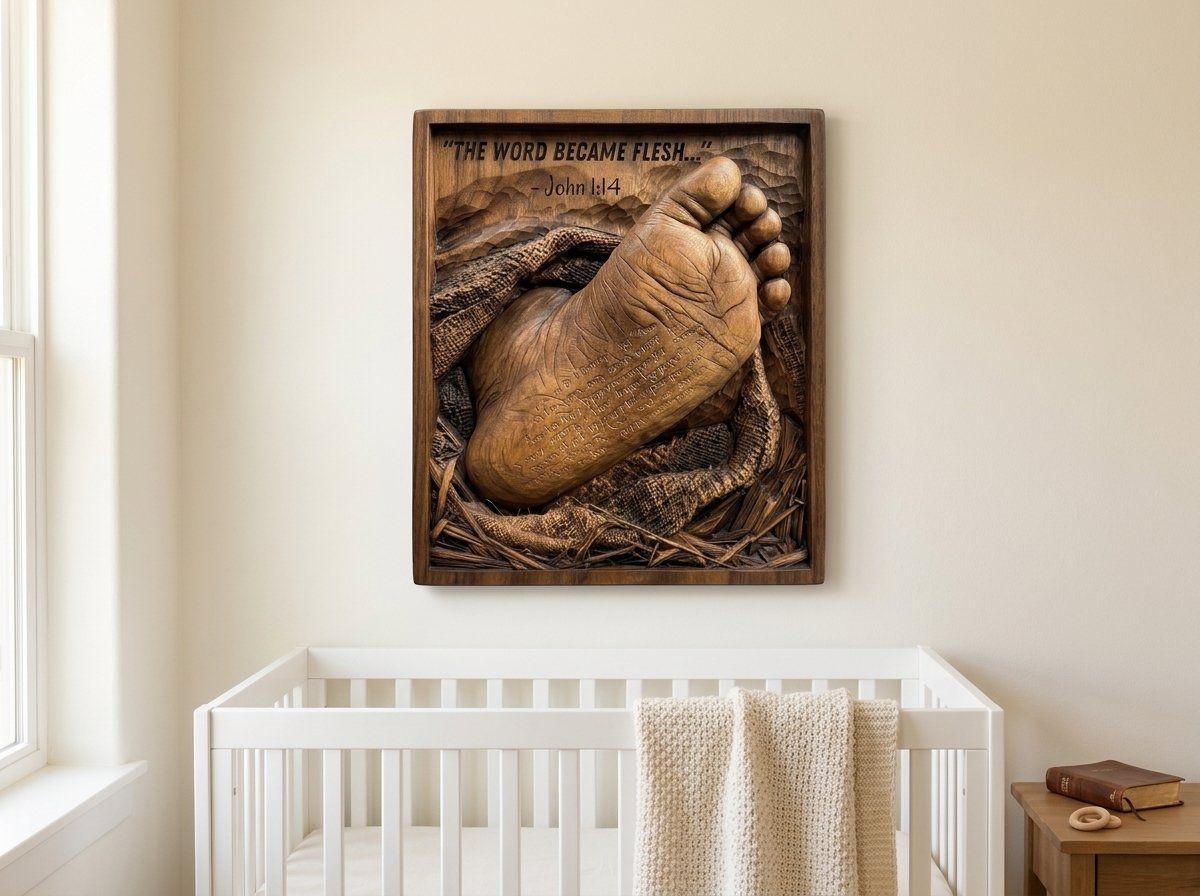 Christian Baby Foot John 1:14 CNC Relief STL bas-relief STL — view 14