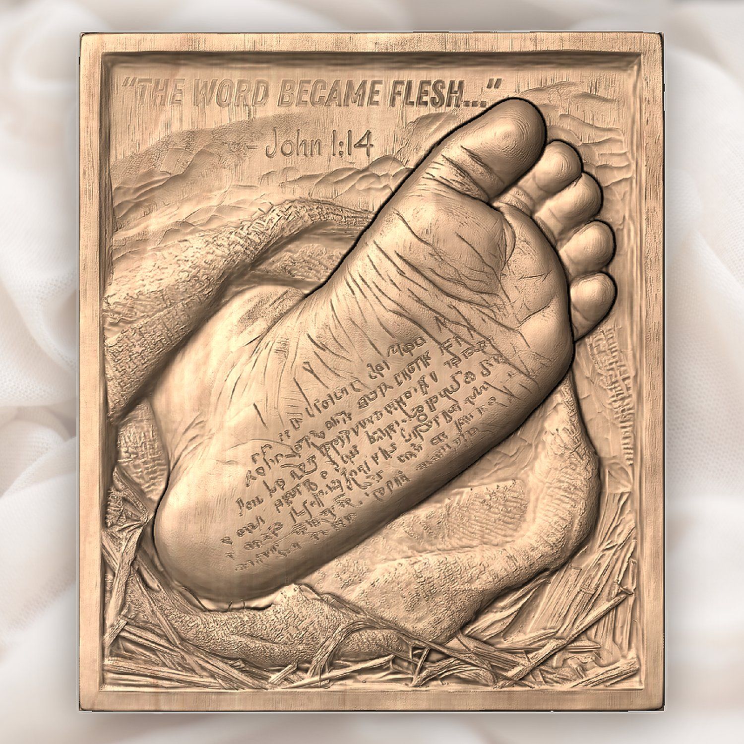 Christian Baby Foot John 1:14 CNC Relief STL bas-relief STL — view 5