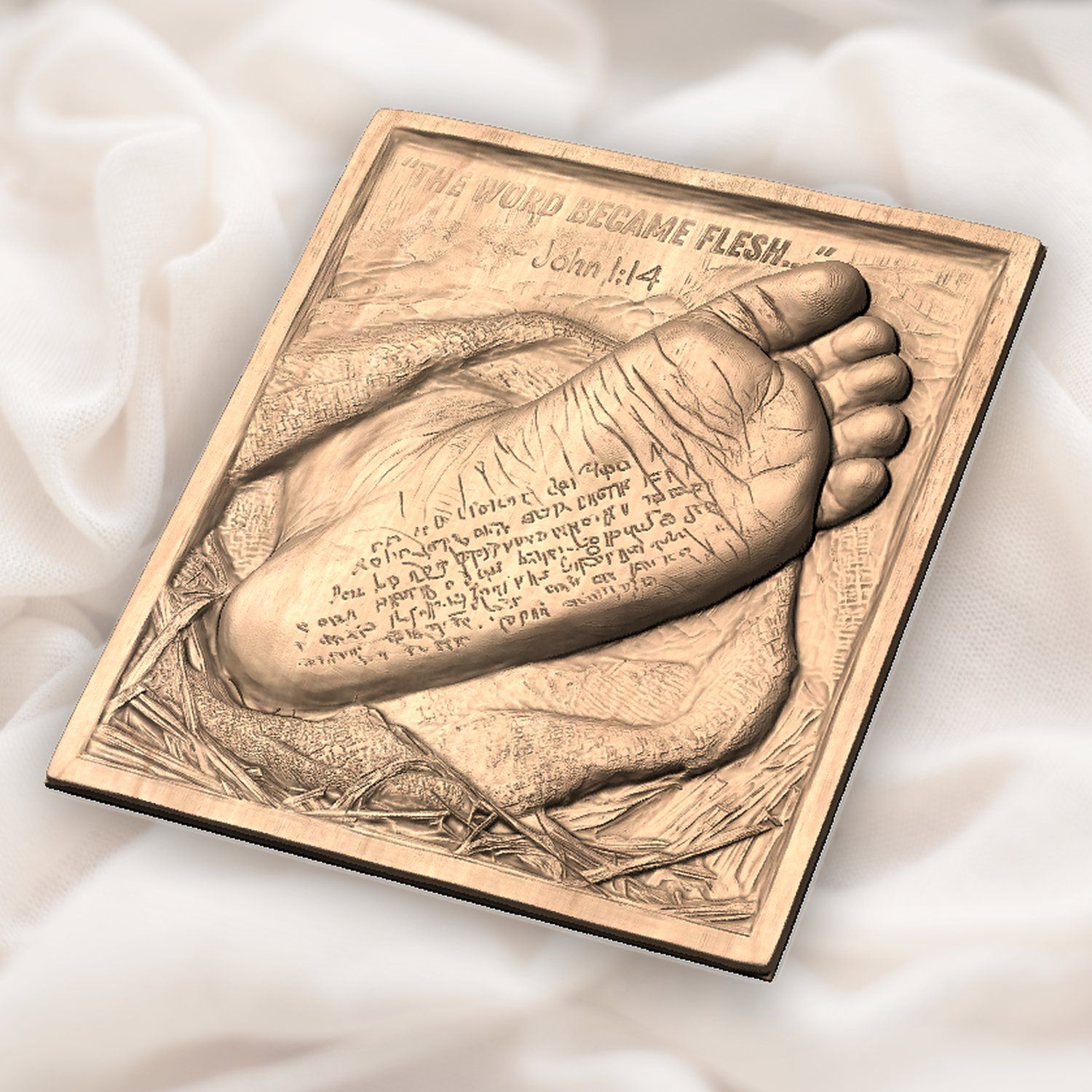 Christian Baby Foot John 1:14 CNC Relief STL bas-relief STL — view 6