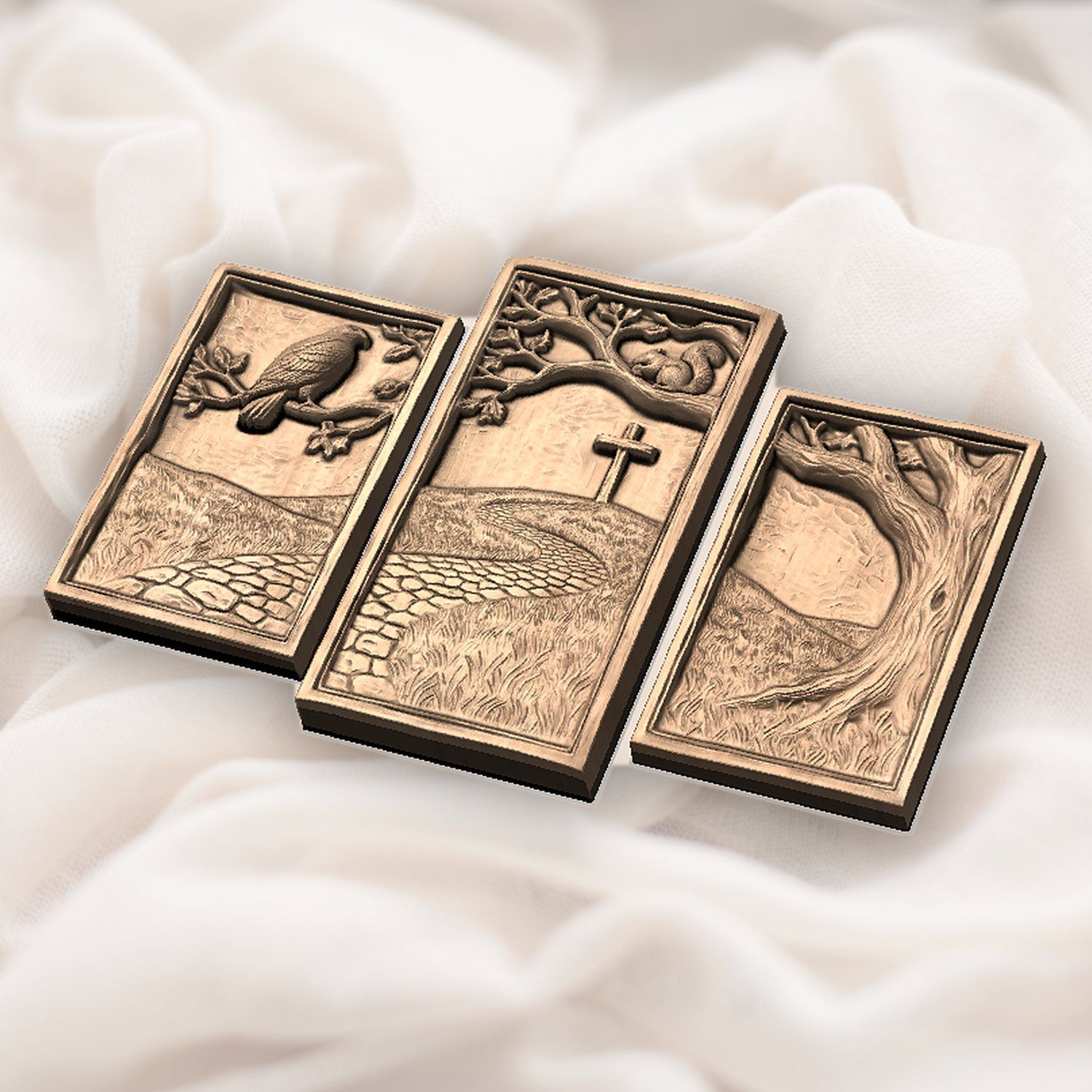 Christian Cross Stone Path 3 Stepped Vertical Decor Panels CNC Relief STL bas-relief STL — view 6