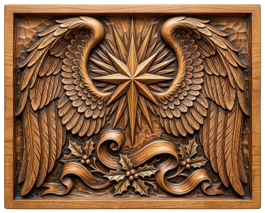 Christmas Angel Wings Star CNC Relief STL bas-relief STL — view 12