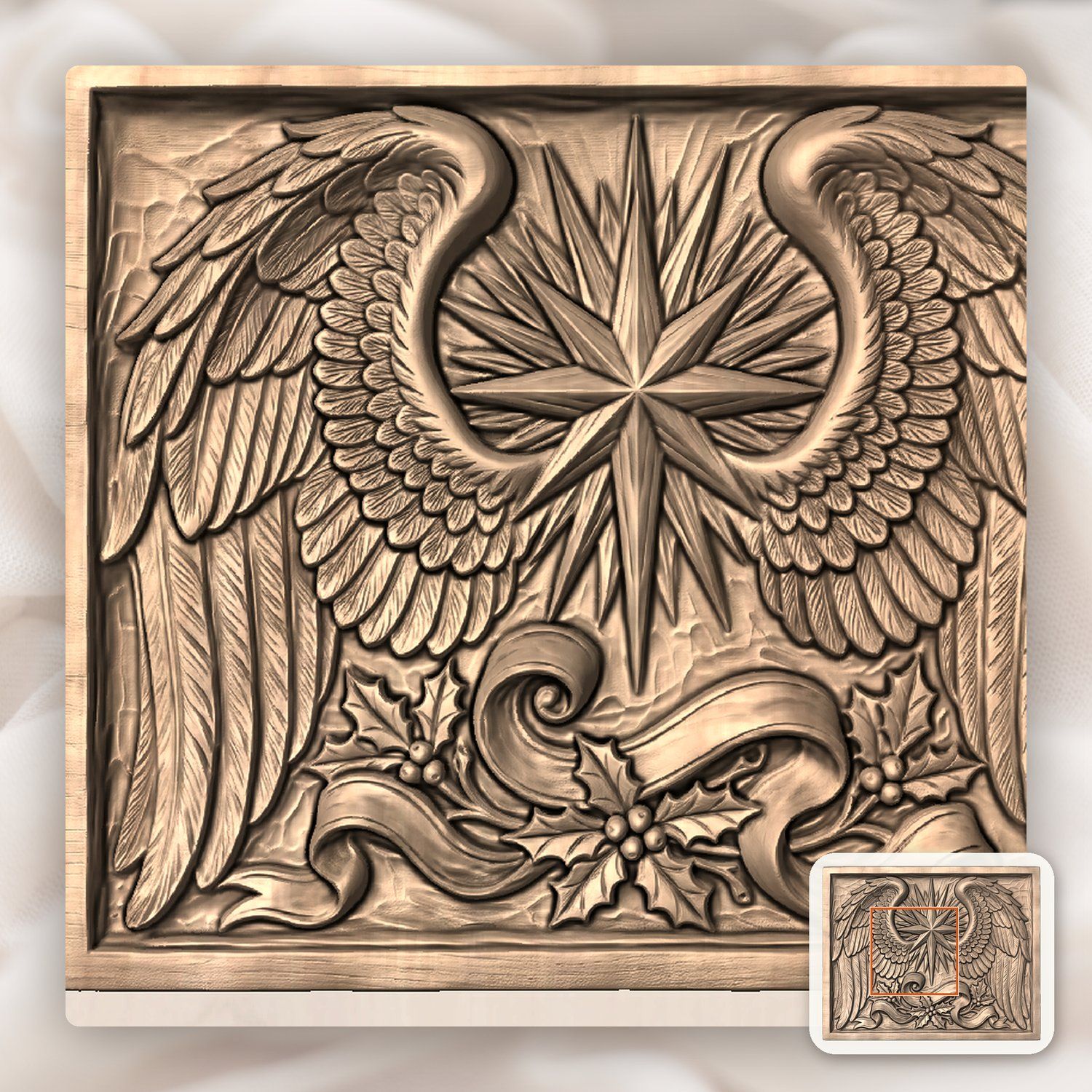 Christmas Angel Wings Star CNC Relief STL bas-relief STL — view 5