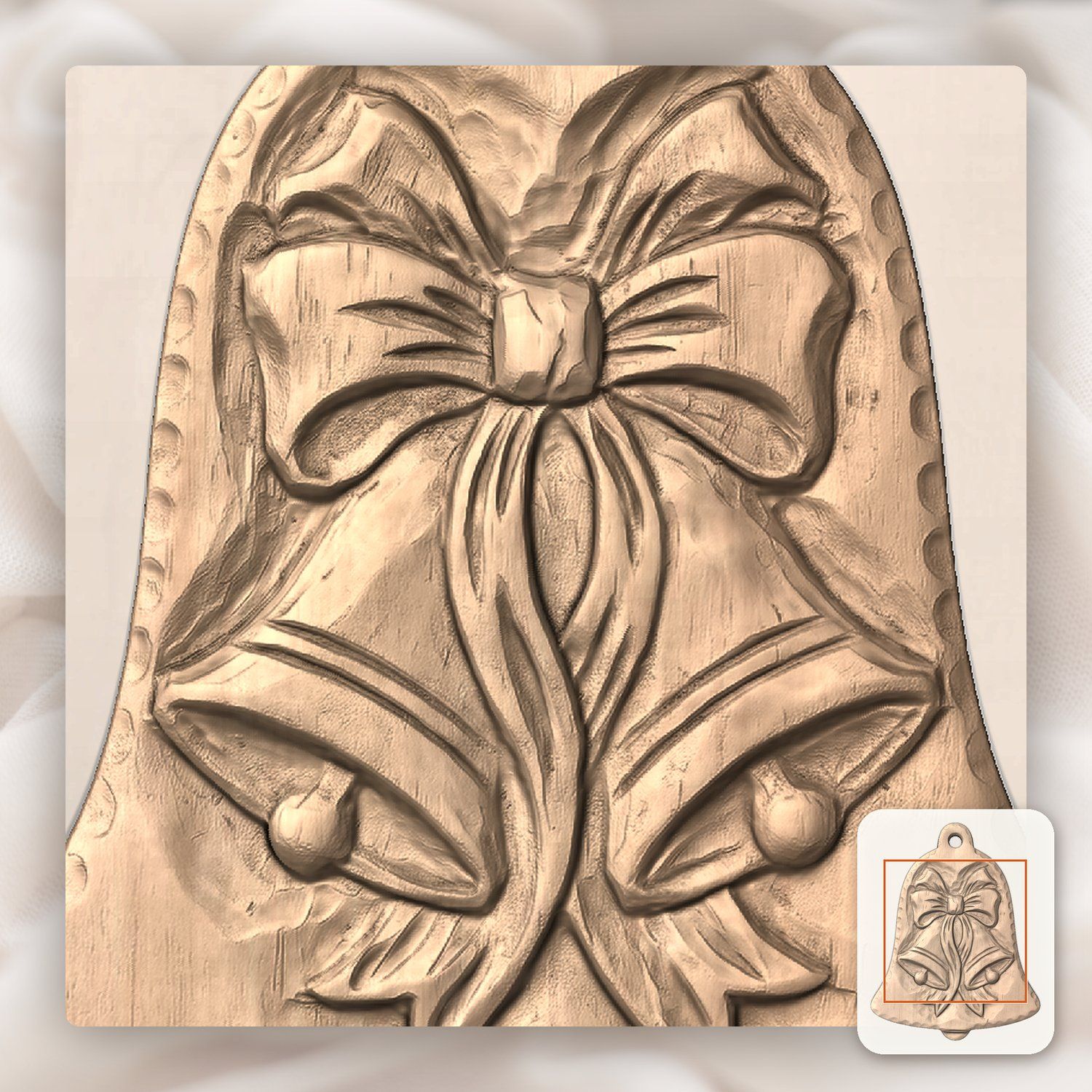 Christmas Bells Ornament CNC Relief STL bas-relief STL — view 7