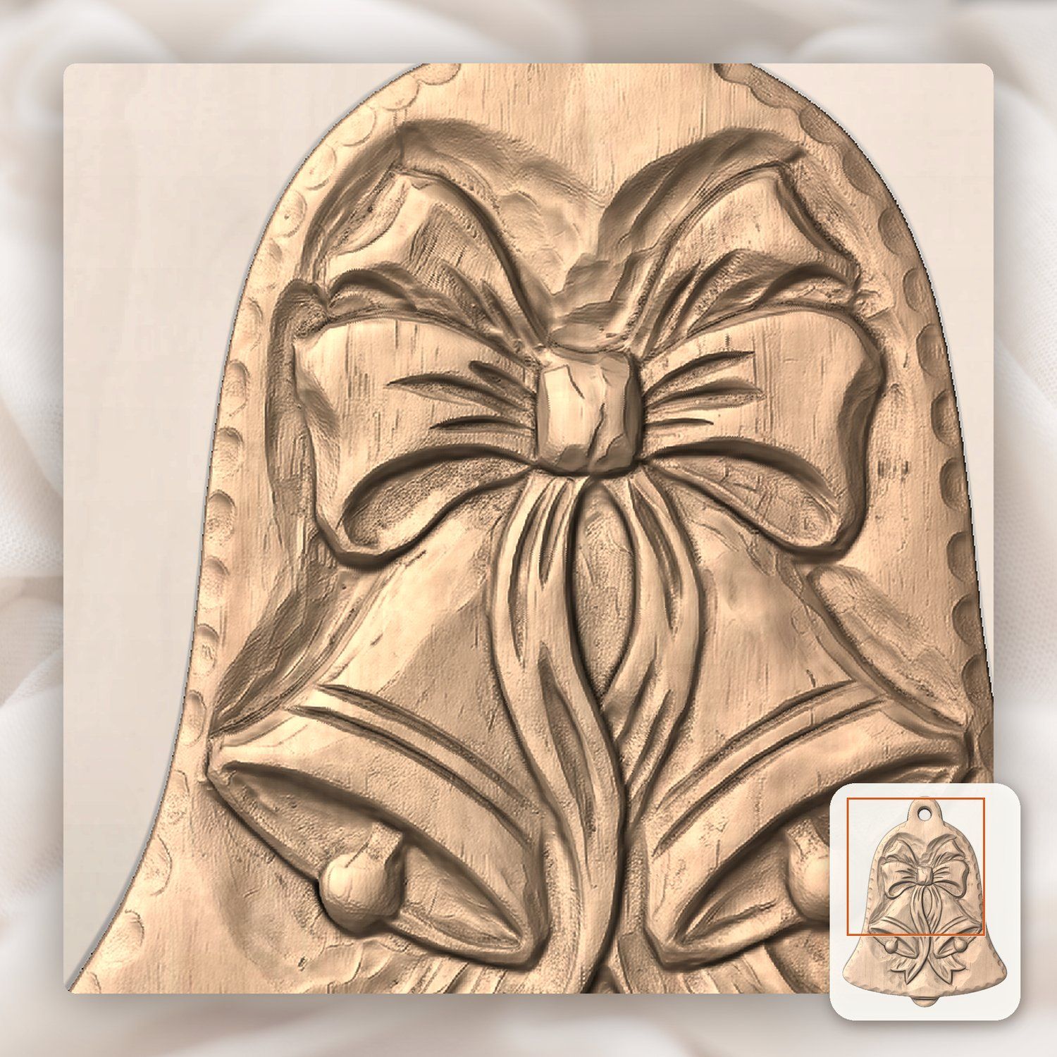 Christmas Bells Ornament CNC Relief STL bas-relief STL — view 8