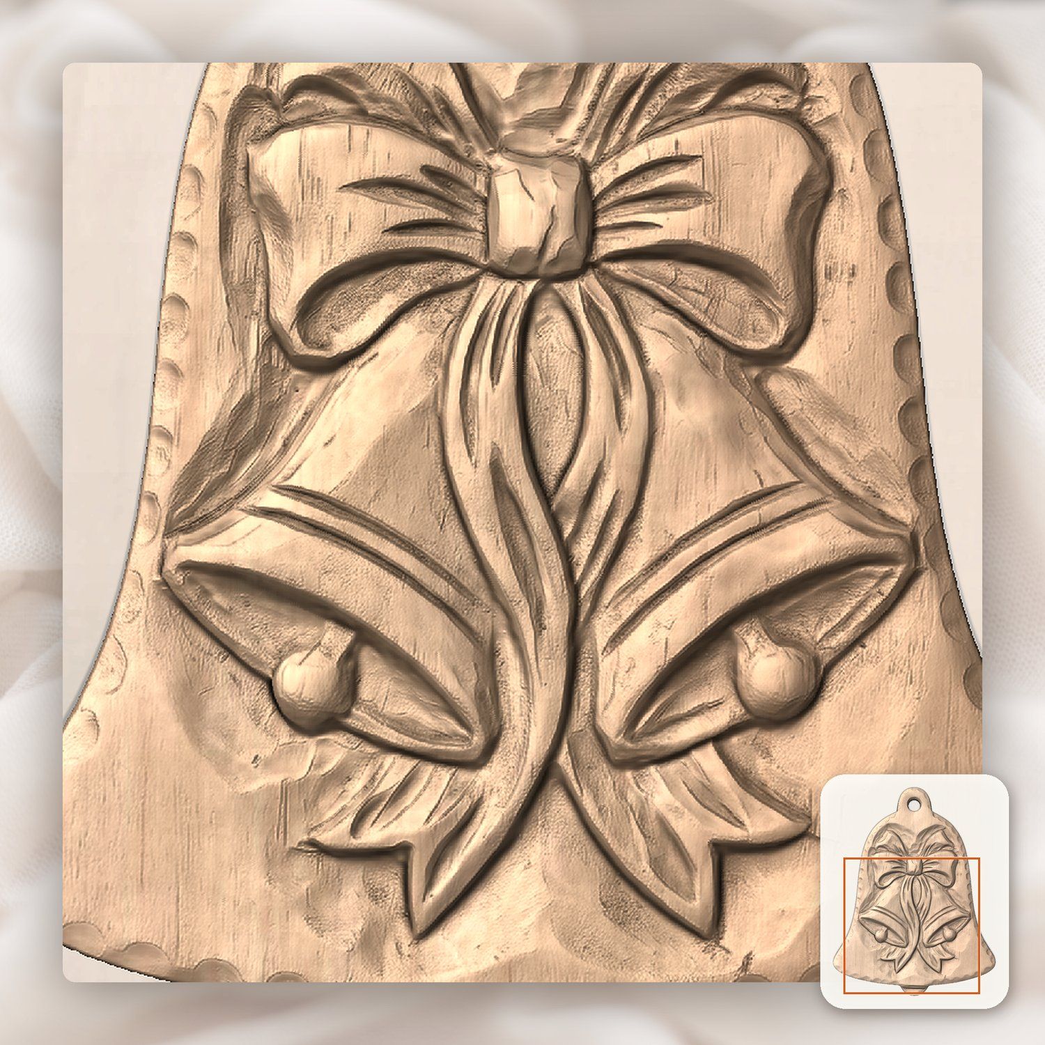 Christmas Bells Ornament CNC Relief STL bas-relief STL — view 9