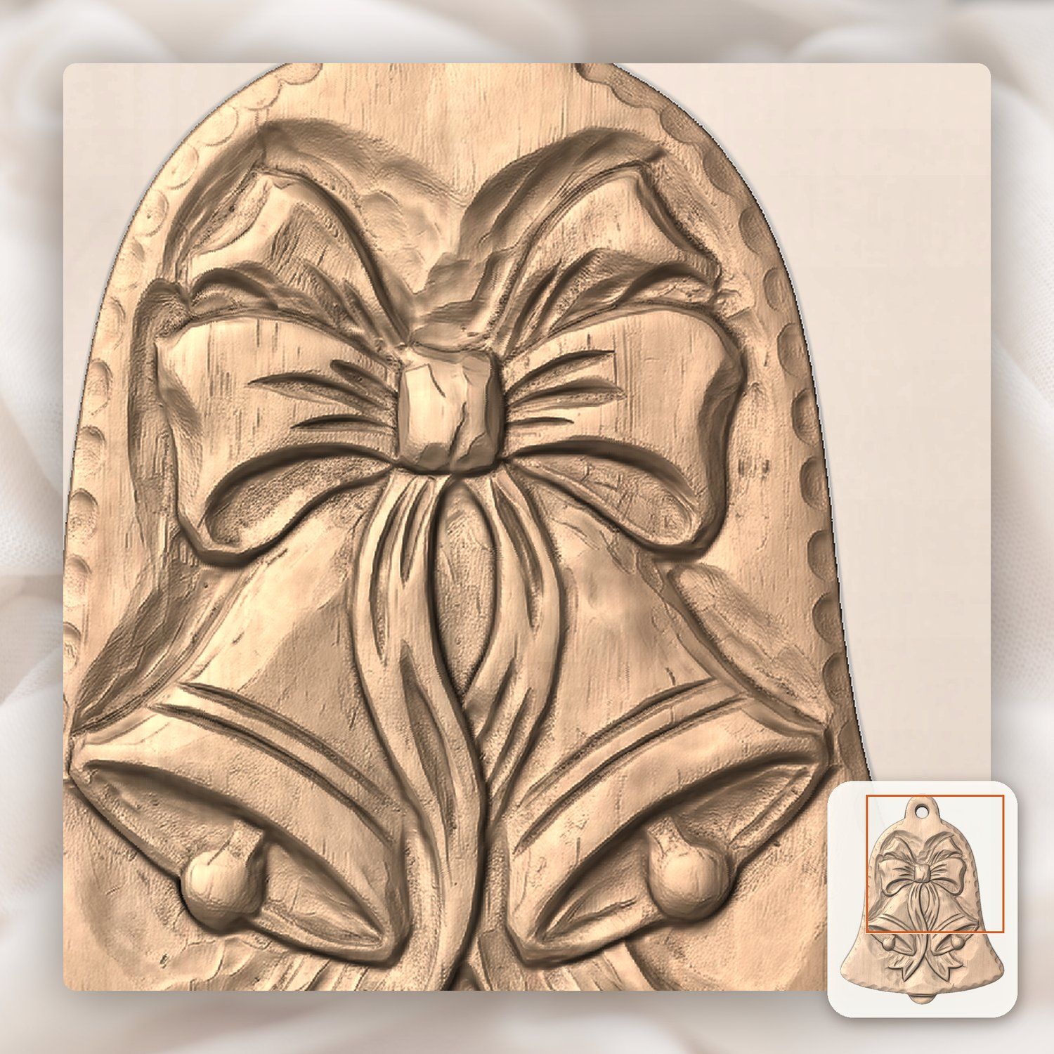 Christmas Bells Ornament CNC Relief STL bas-relief STL — view 10