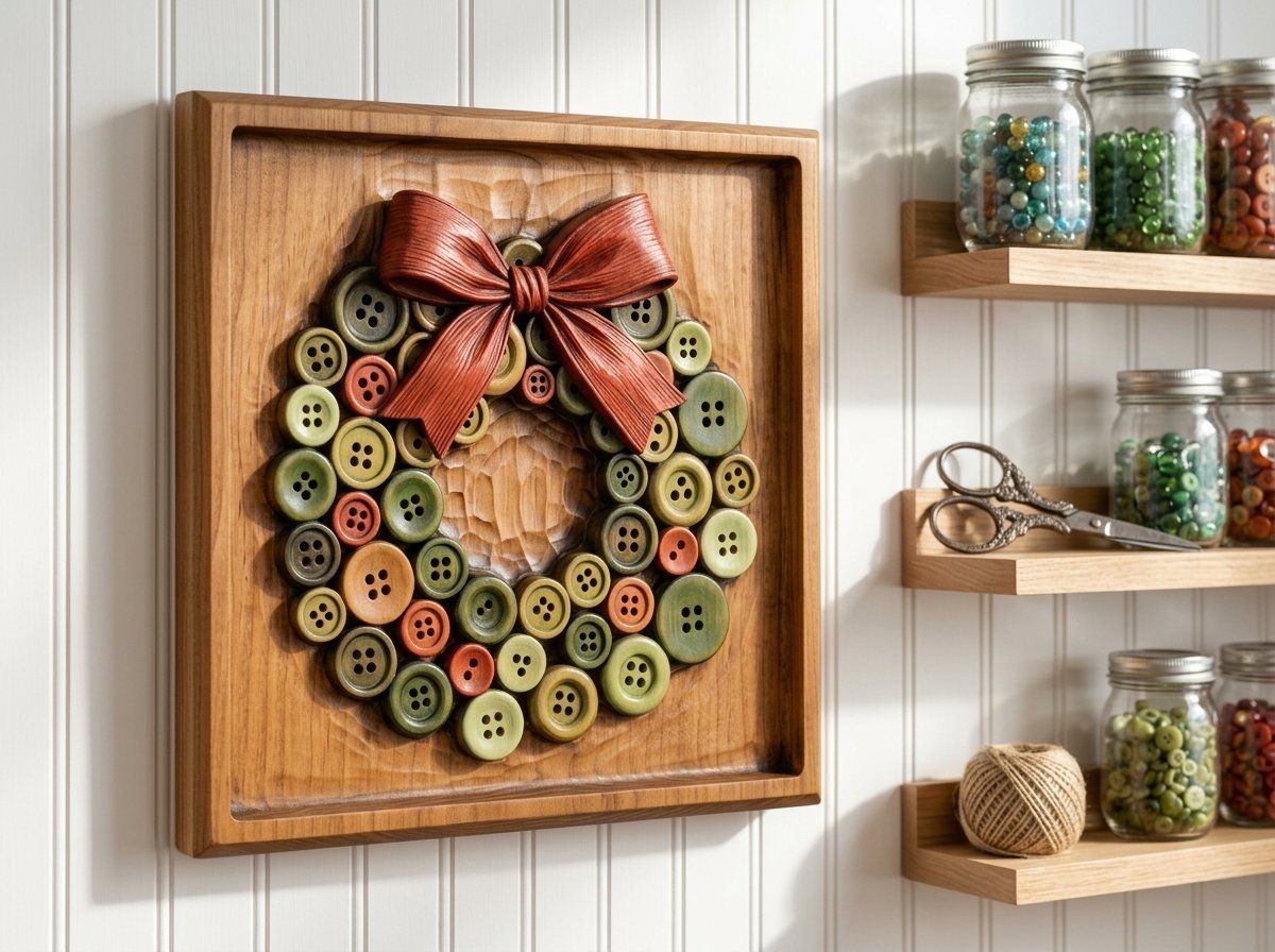 Christmas Button Wreath CNC Relief STL bas-relief STL — view 14