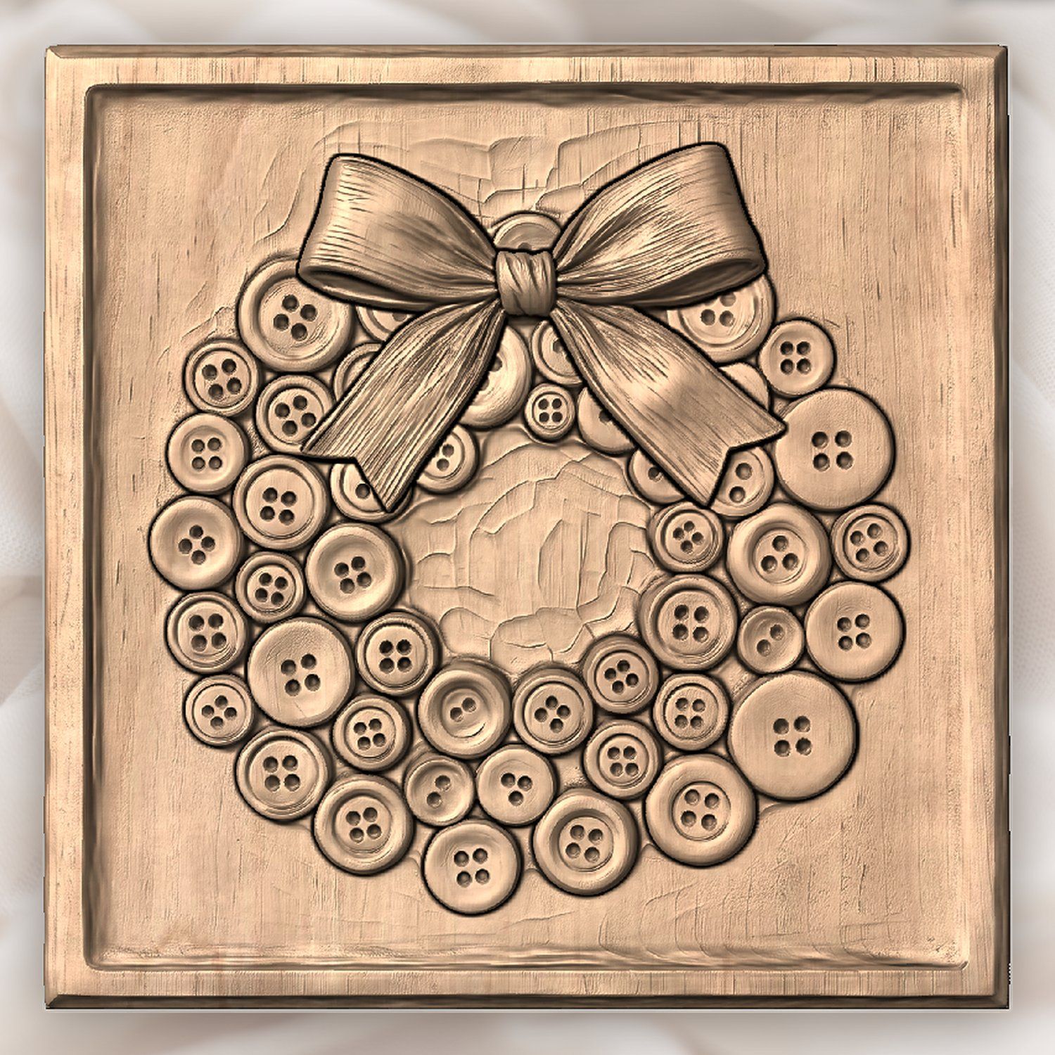 Christmas Button Wreath CNC Relief STL bas-relief STL — view 5
