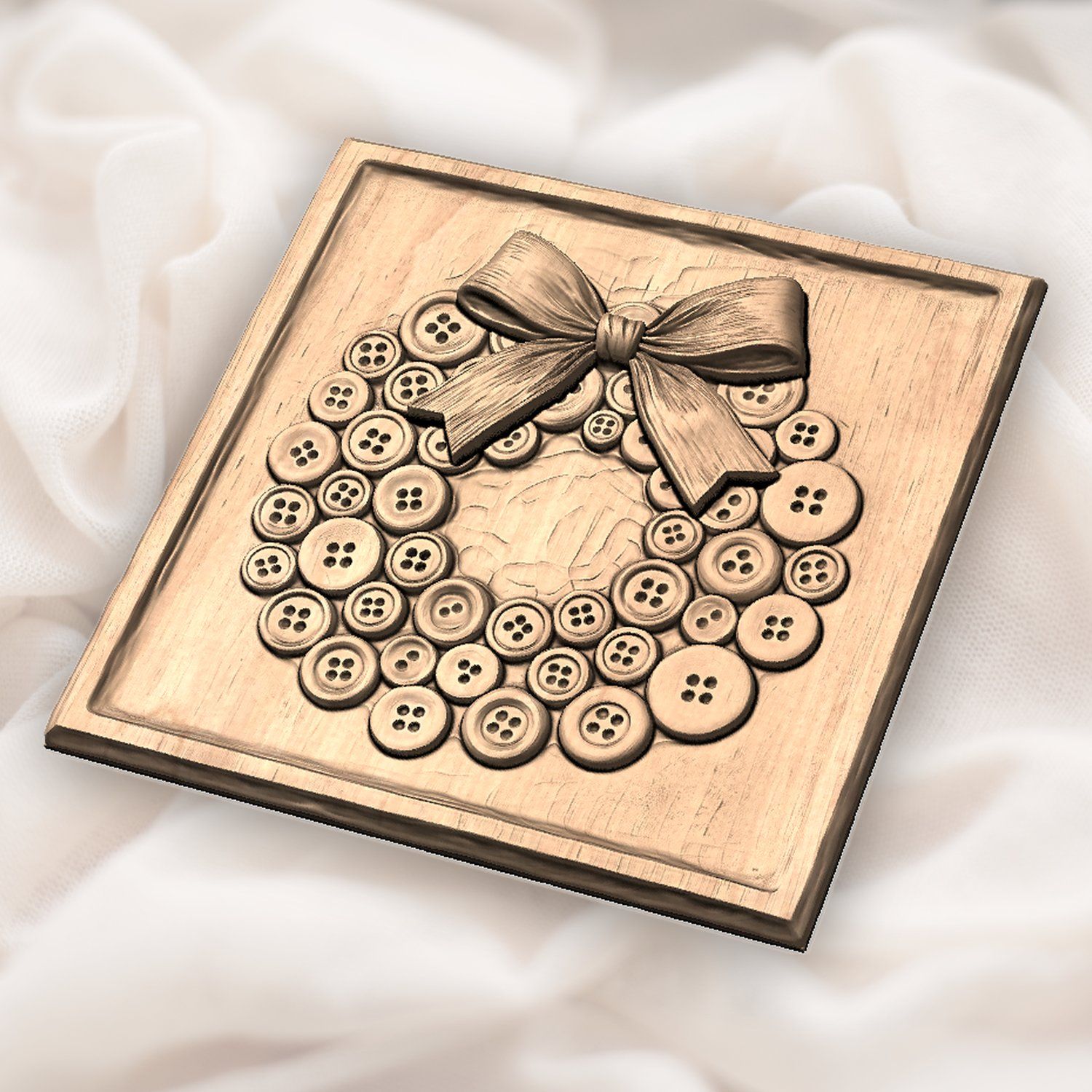 Christmas Button Wreath CNC Relief STL bas-relief STL — view 6