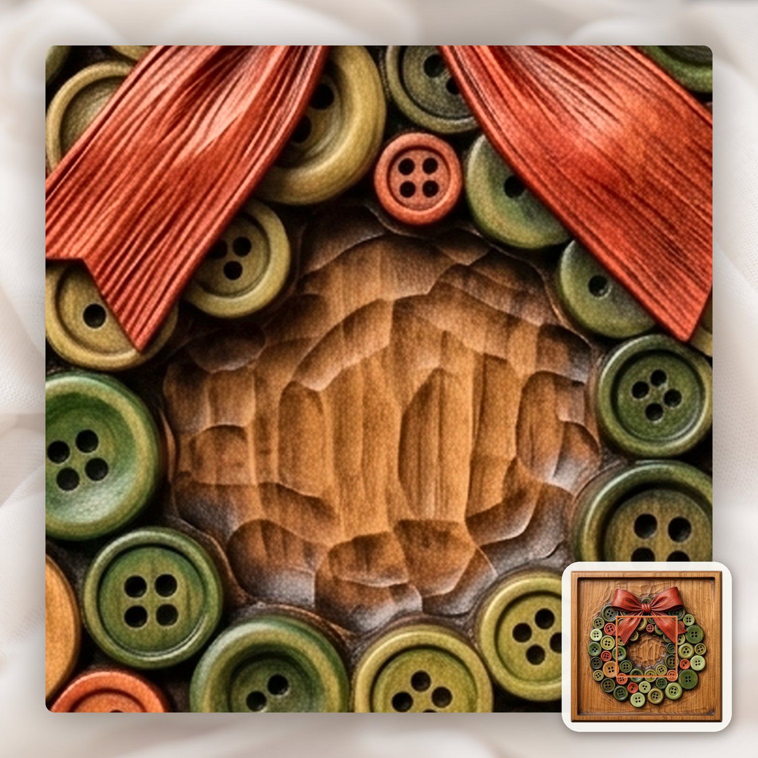 Christmas Button Wreath CNC Relief STL bas-relief STL — view 10