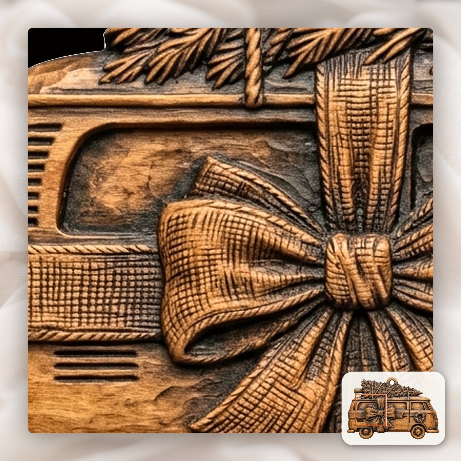 Christmas Camper Van Ornament CNC Relief STL bas-relief STL — view 12