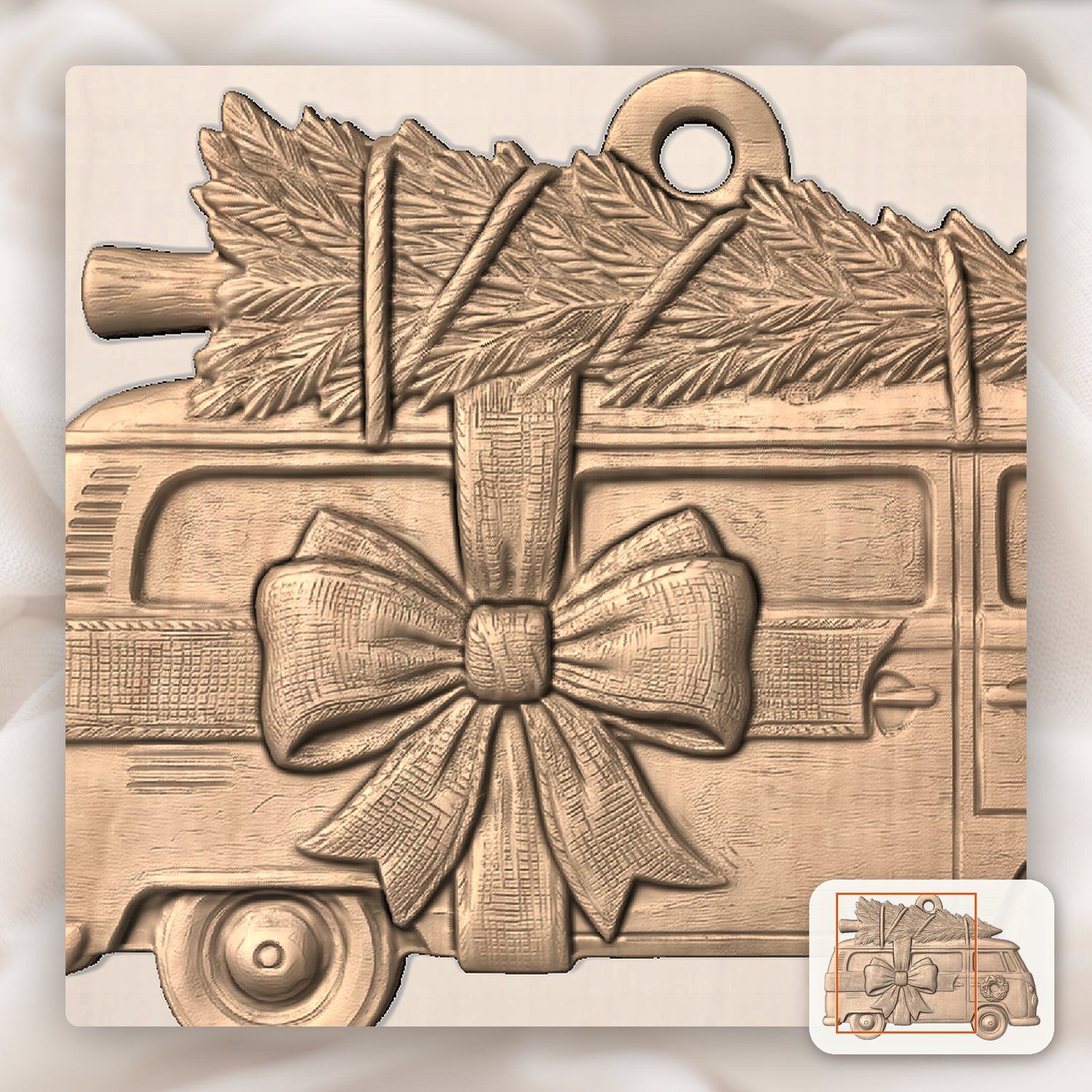 Christmas Camper Van Ornament CNC Relief STL bas-relief STL — view 7