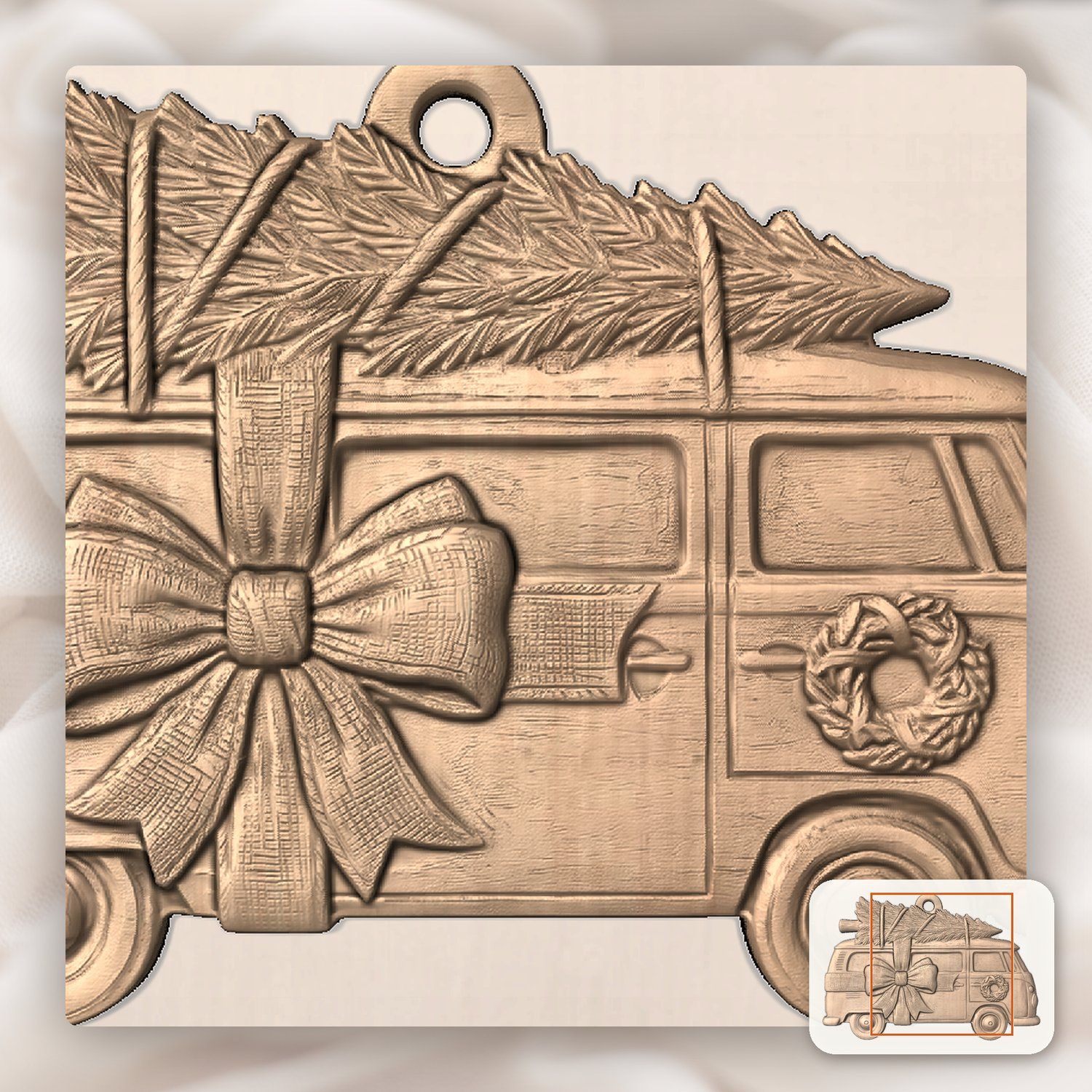 Christmas Camper Van Ornament CNC Relief STL bas-relief STL — view 8