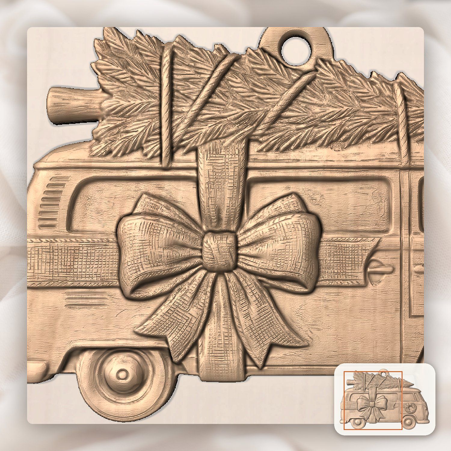 Christmas Camper Van Ornament CNC Relief STL bas-relief STL — view 9