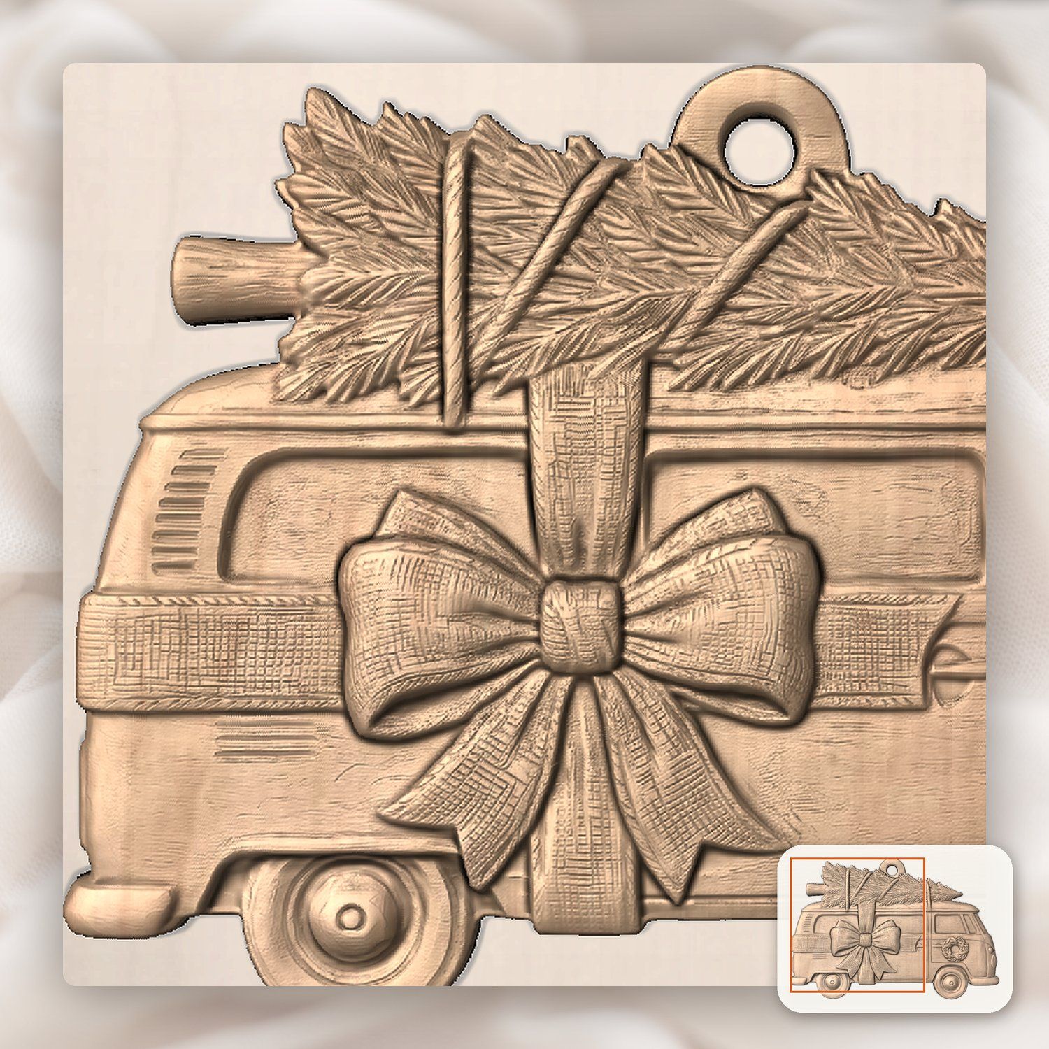 Christmas Camper Van Ornament CNC Relief STL bas-relief STL — view 10