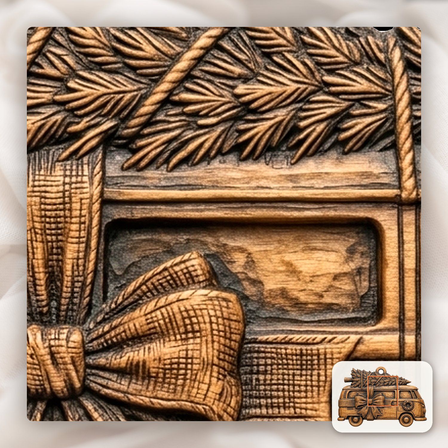 Christmas Camper Van Ornament CNC Relief STL bas-relief STL — view 11