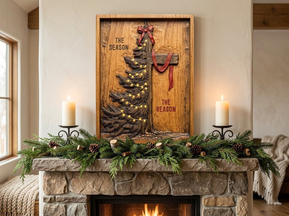 Christmas Cross and Tree Religious CNC Relief STL bas-relief STL — view 13