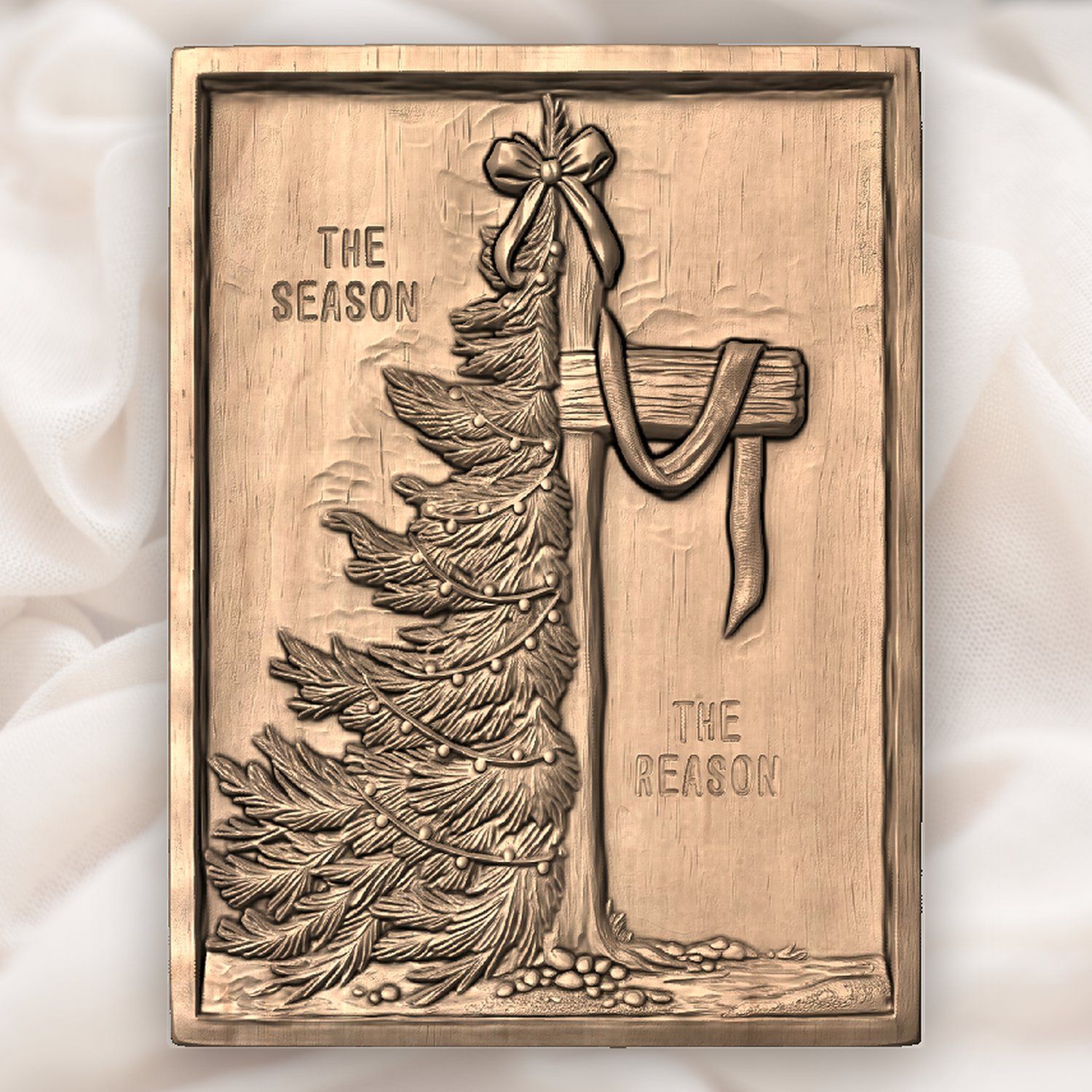 Christmas Cross and Tree Religious CNC Relief STL bas-relief STL — view 5