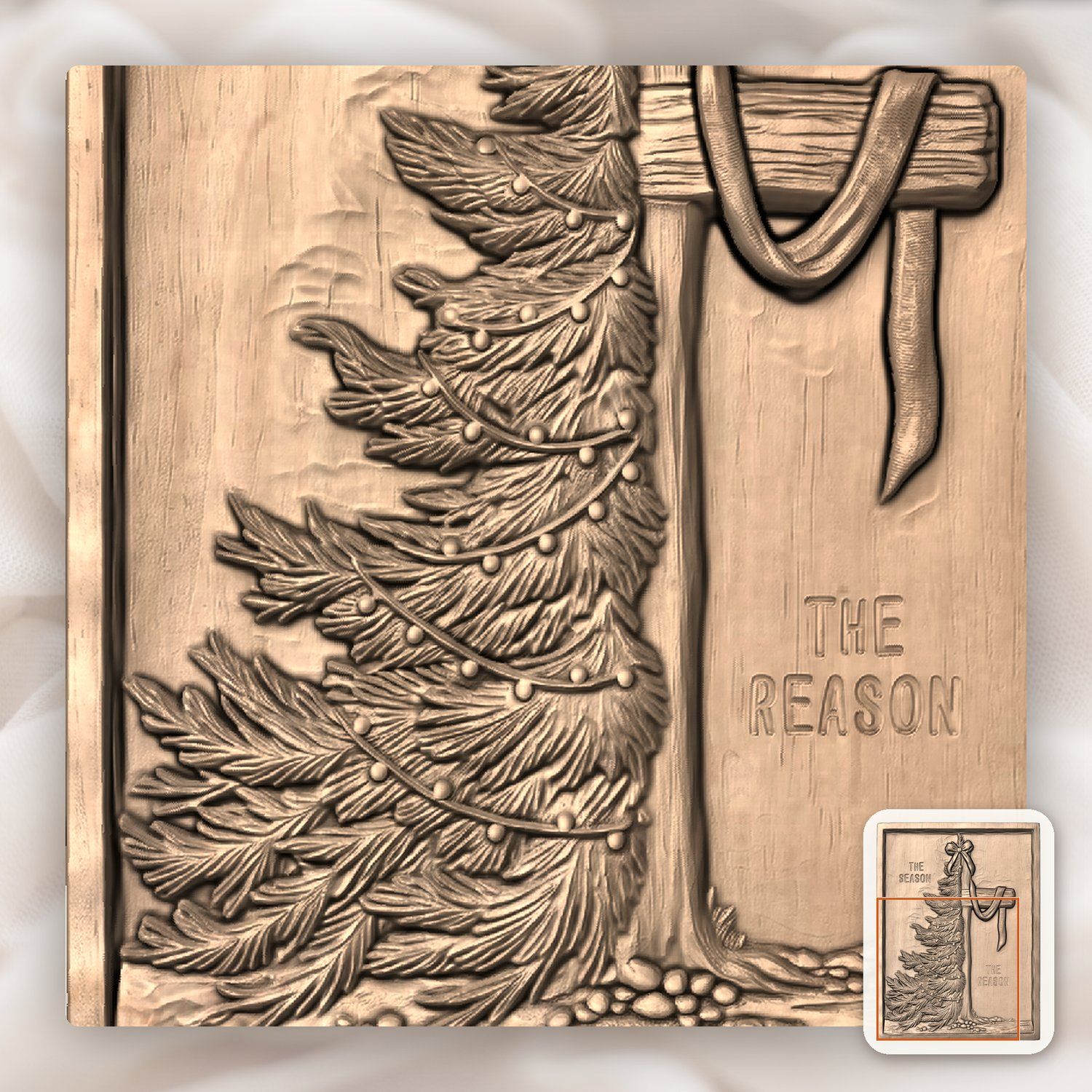 Christmas Cross and Tree Religious CNC Relief STL bas-relief STL — view 7
