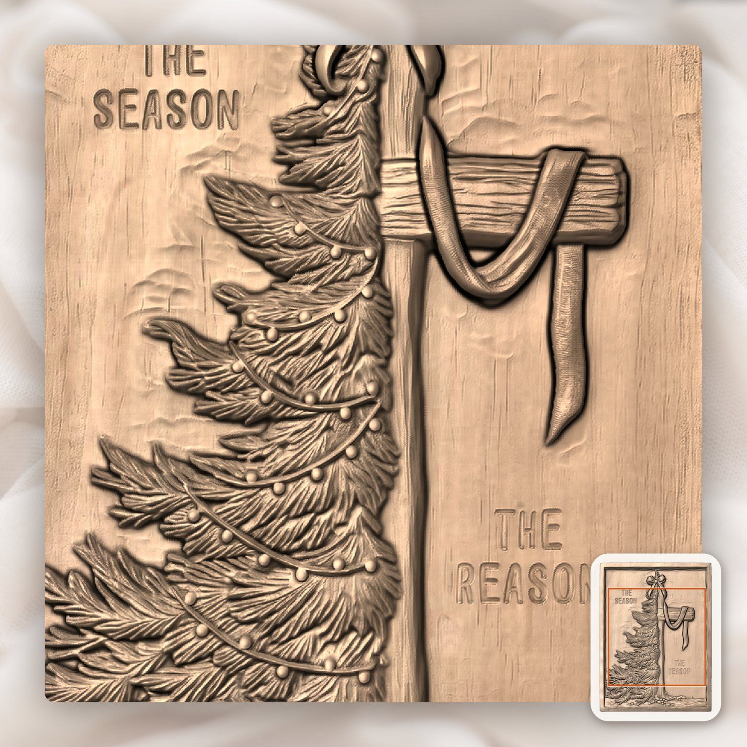 Christmas Cross and Tree Religious CNC Relief STL bas-relief STL — view 8