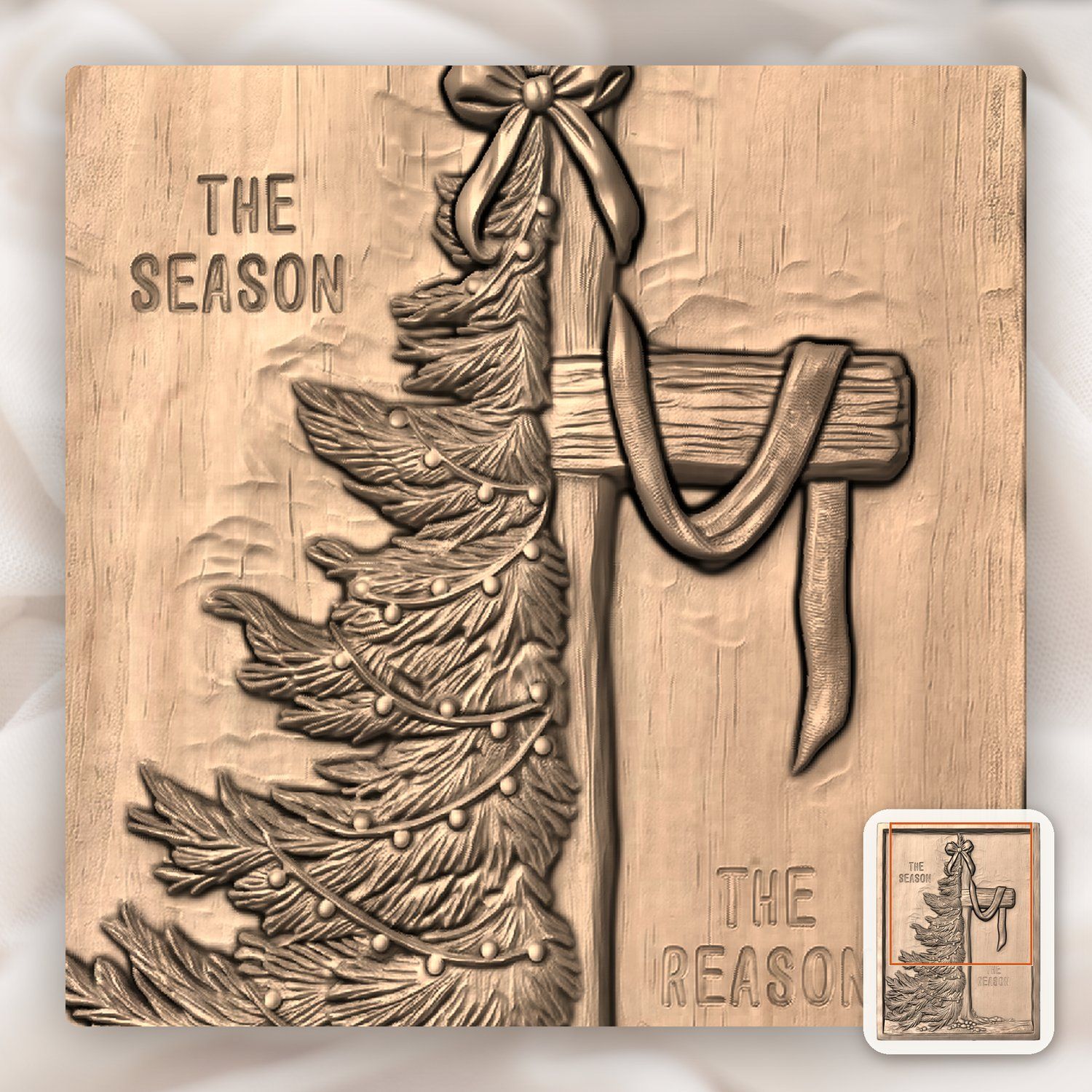 Christmas Cross and Tree Religious CNC Relief STL bas-relief STL — view 9
