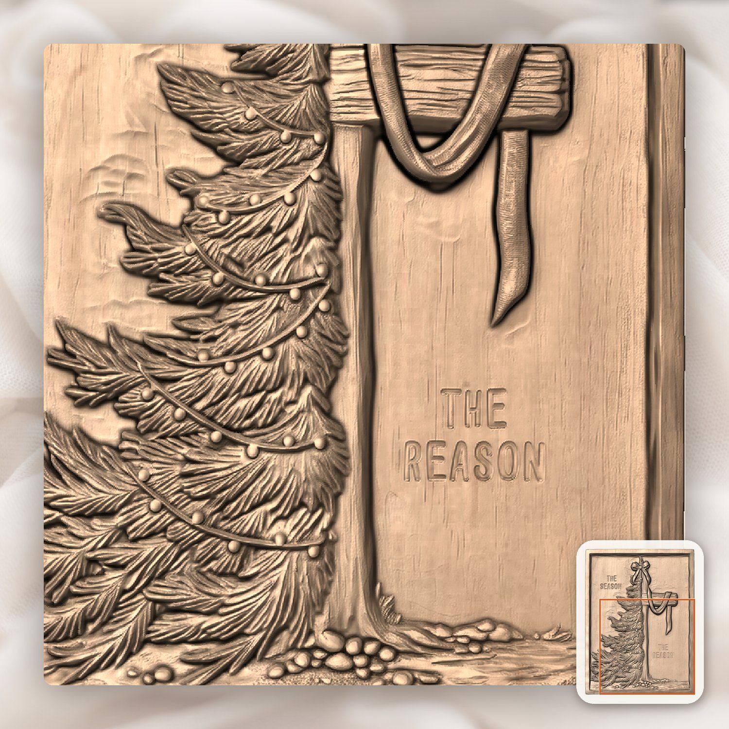 Christmas Cross and Tree Religious CNC Relief STL bas-relief STL — view 10