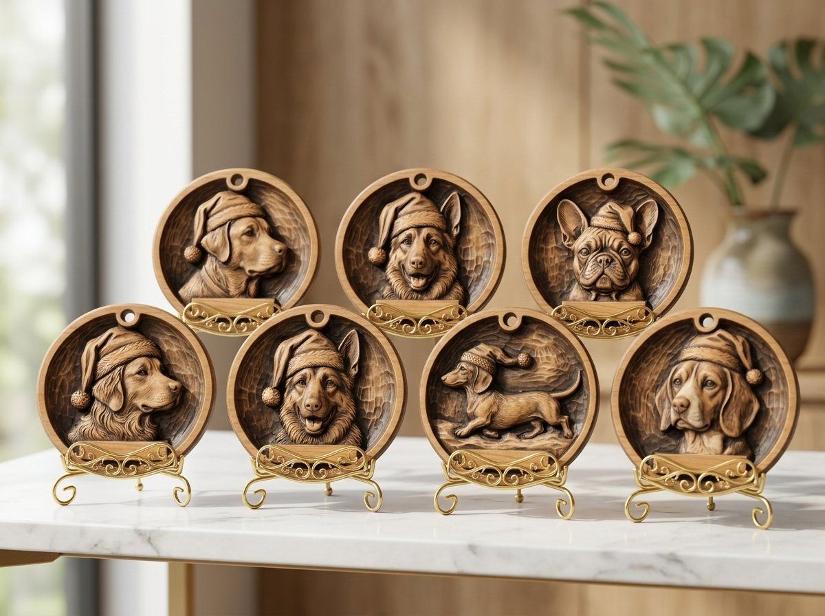 Christmas Dog Breed Ornament Set CNC Relief STL bas-relief STL — view 14