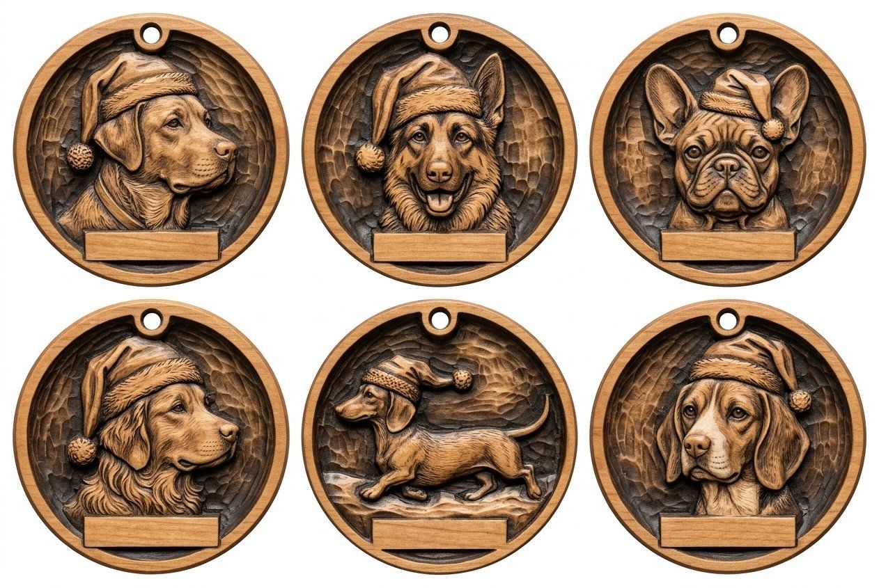 Christmas Dog Breed Ornament Set CNC Relief STL bas-relief STL — view 4