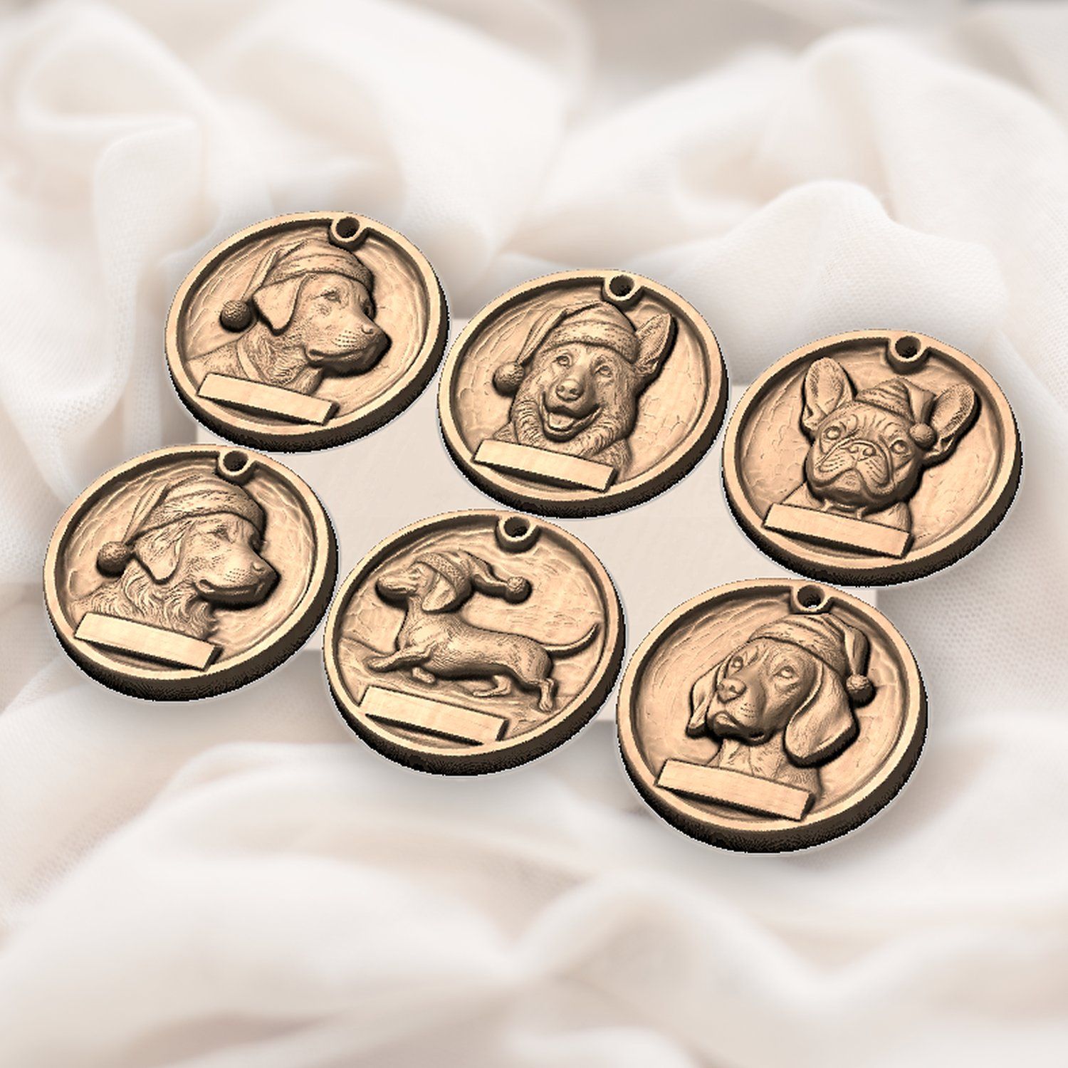 Christmas Dog Breed Ornament Set CNC Relief STL bas-relief STL — view 6