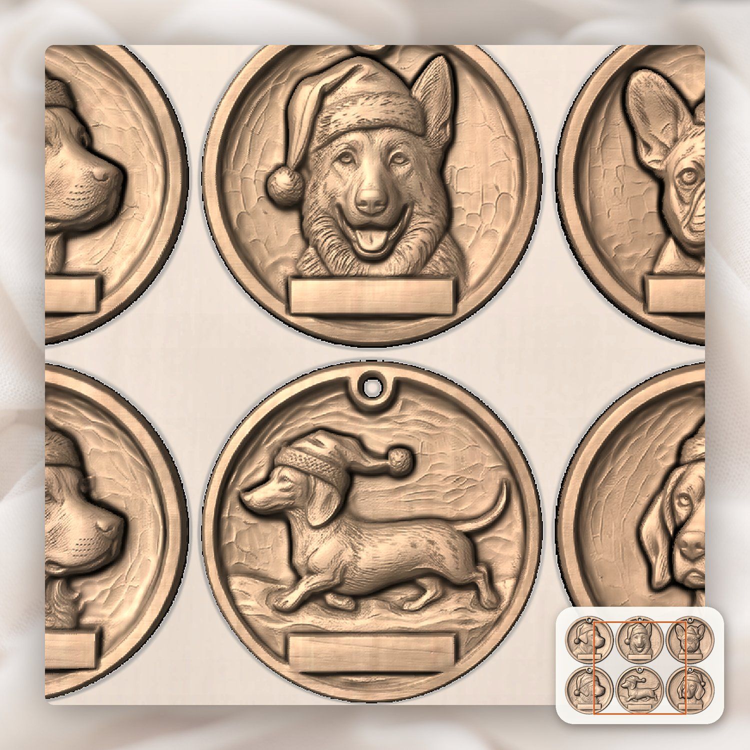 Christmas Dog Breed Ornament Set CNC Relief STL bas-relief STL — view 9