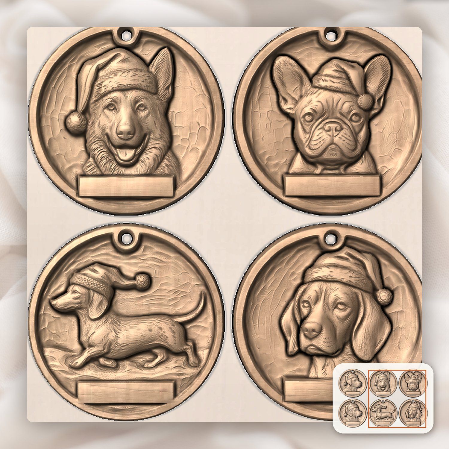 Christmas Dog Breed Ornament Set CNC Relief STL bas-relief STL — view 10