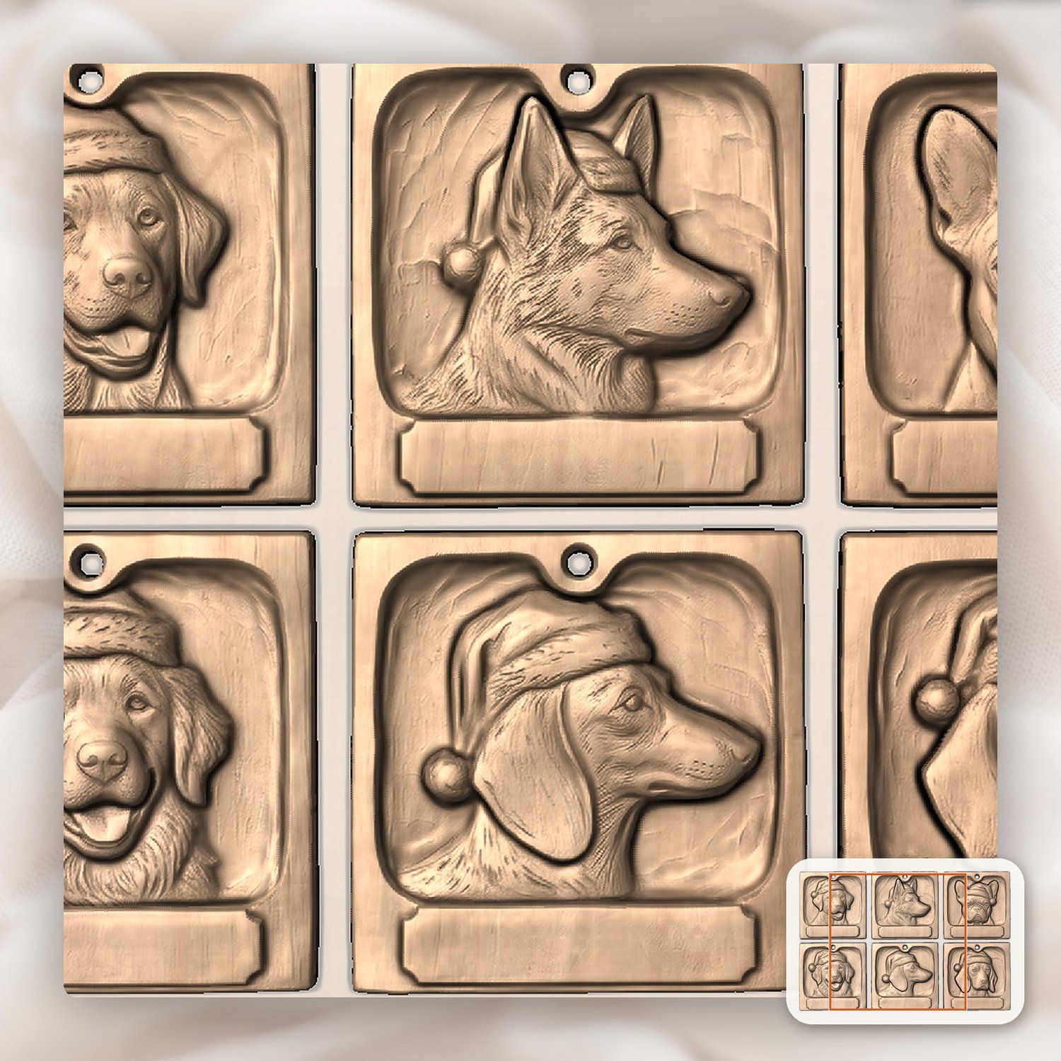 Christmas Tree Dog Ornaments CNC Relief STL bas-relief STL — view 6