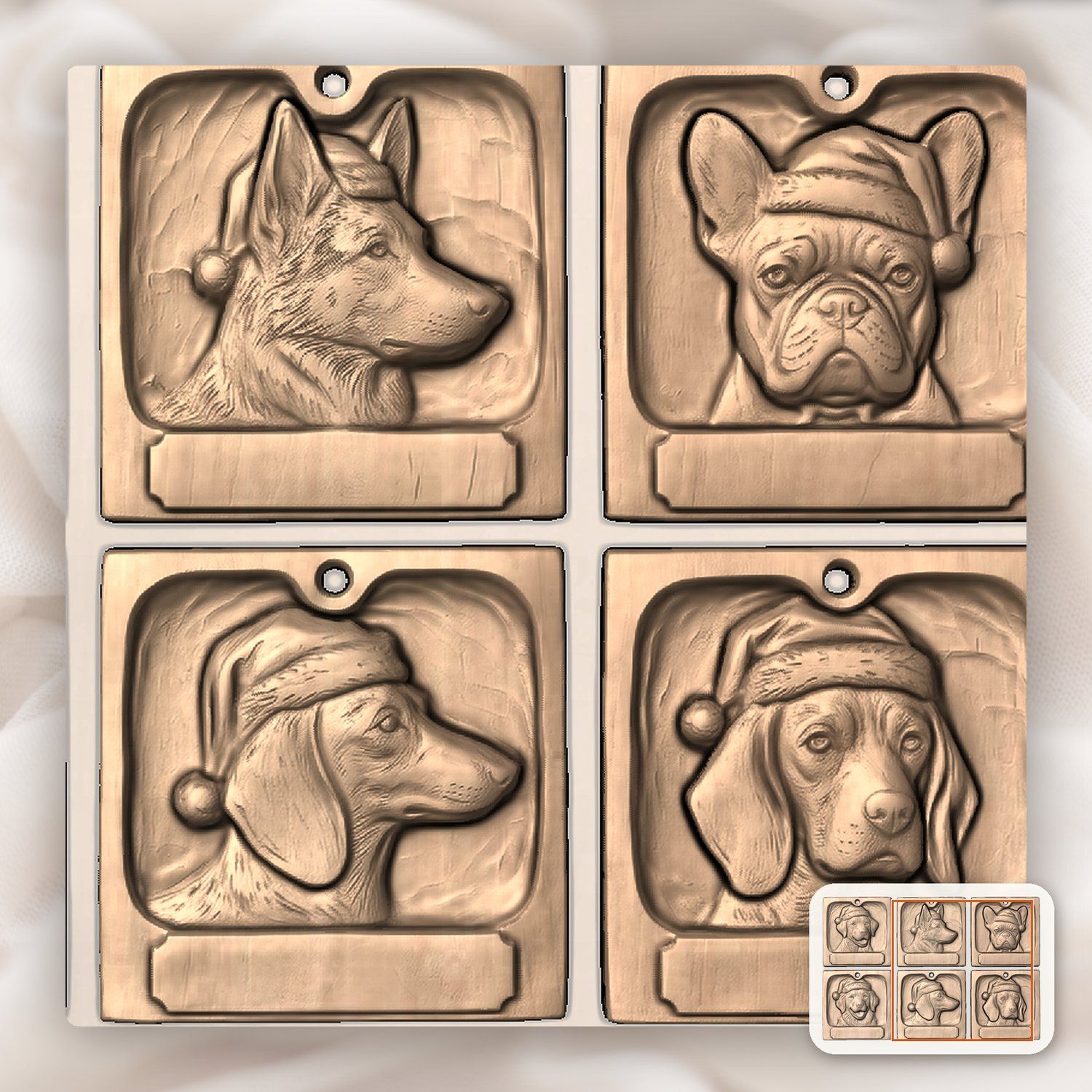Christmas Tree Dog Ornaments CNC Relief STL bas-relief STL — view 7