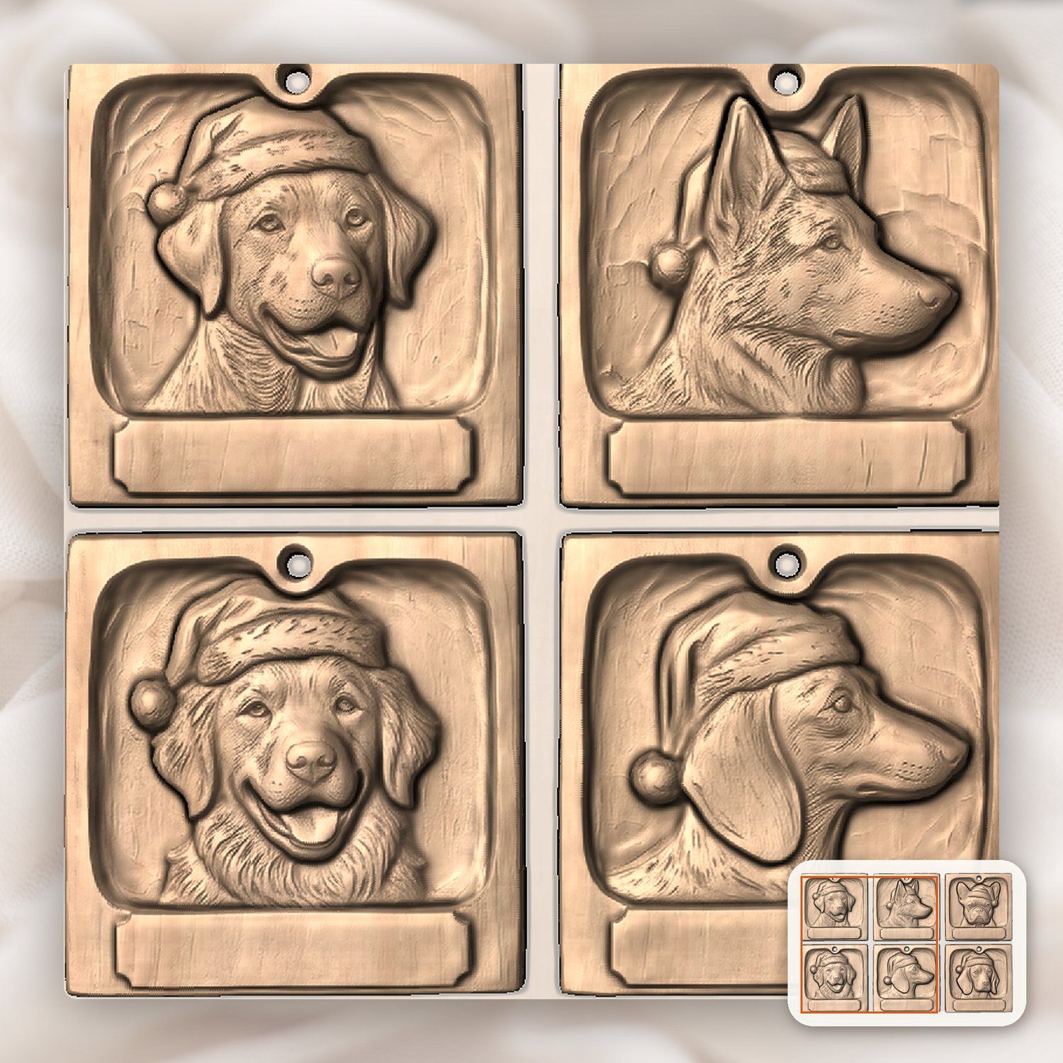 Christmas Tree Dog Ornaments CNC Relief STL bas-relief STL — view 8