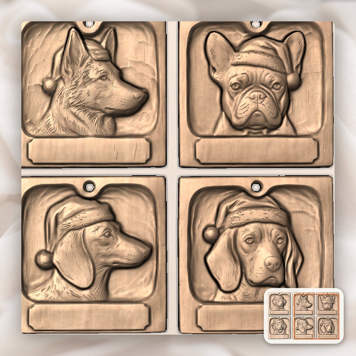Christmas Tree Dog Ornaments CNC Relief STL bas-relief STL — view 9