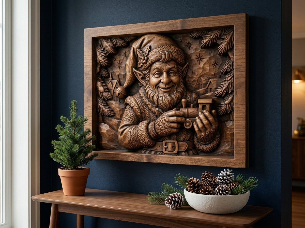Christmas Elf Toymaker CNC Relief STL bas-relief STL — view 14