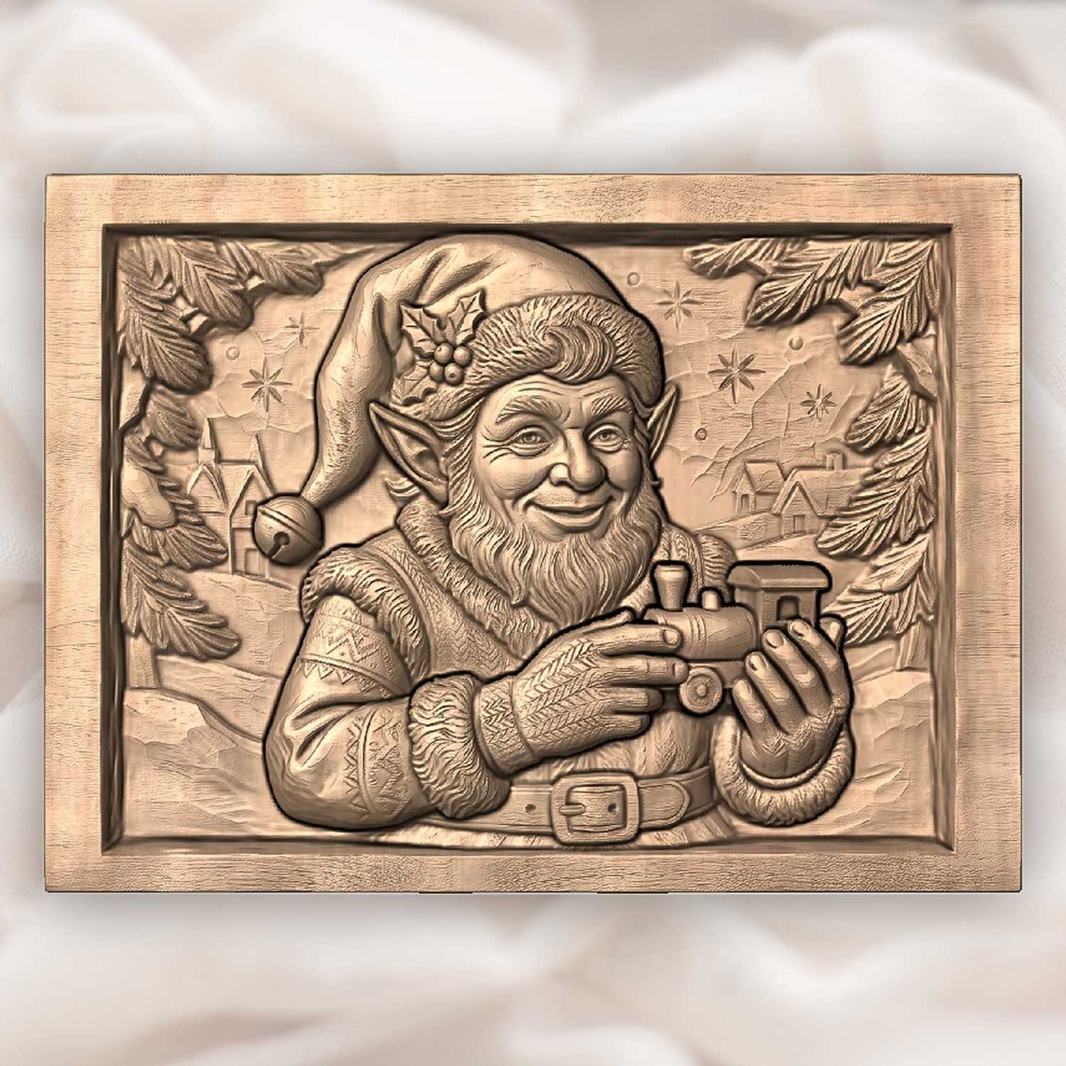 Christmas Elf Toymaker CNC Relief STL bas-relief STL — view 5