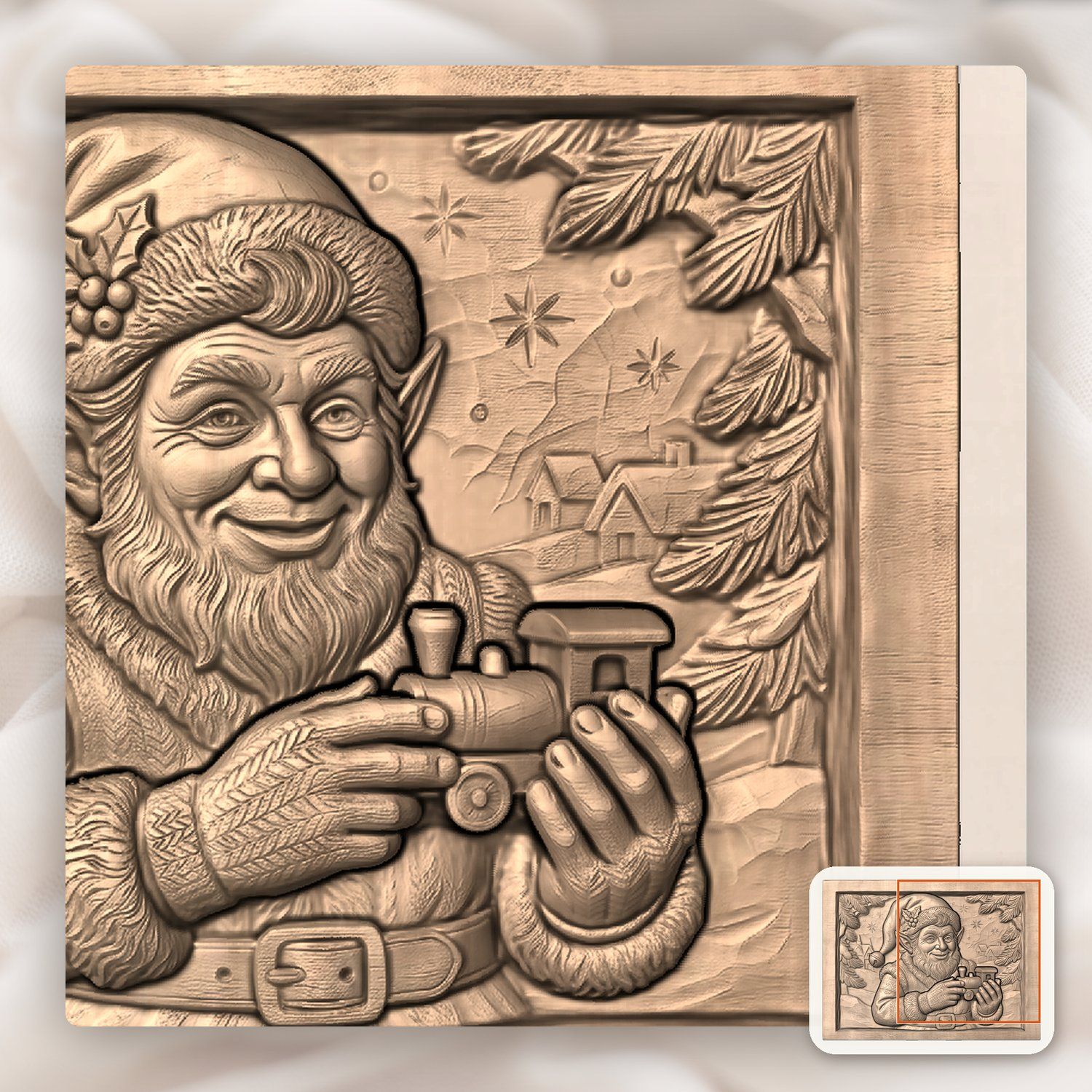 Christmas Elf Toymaker CNC Relief STL bas-relief STL — view 8