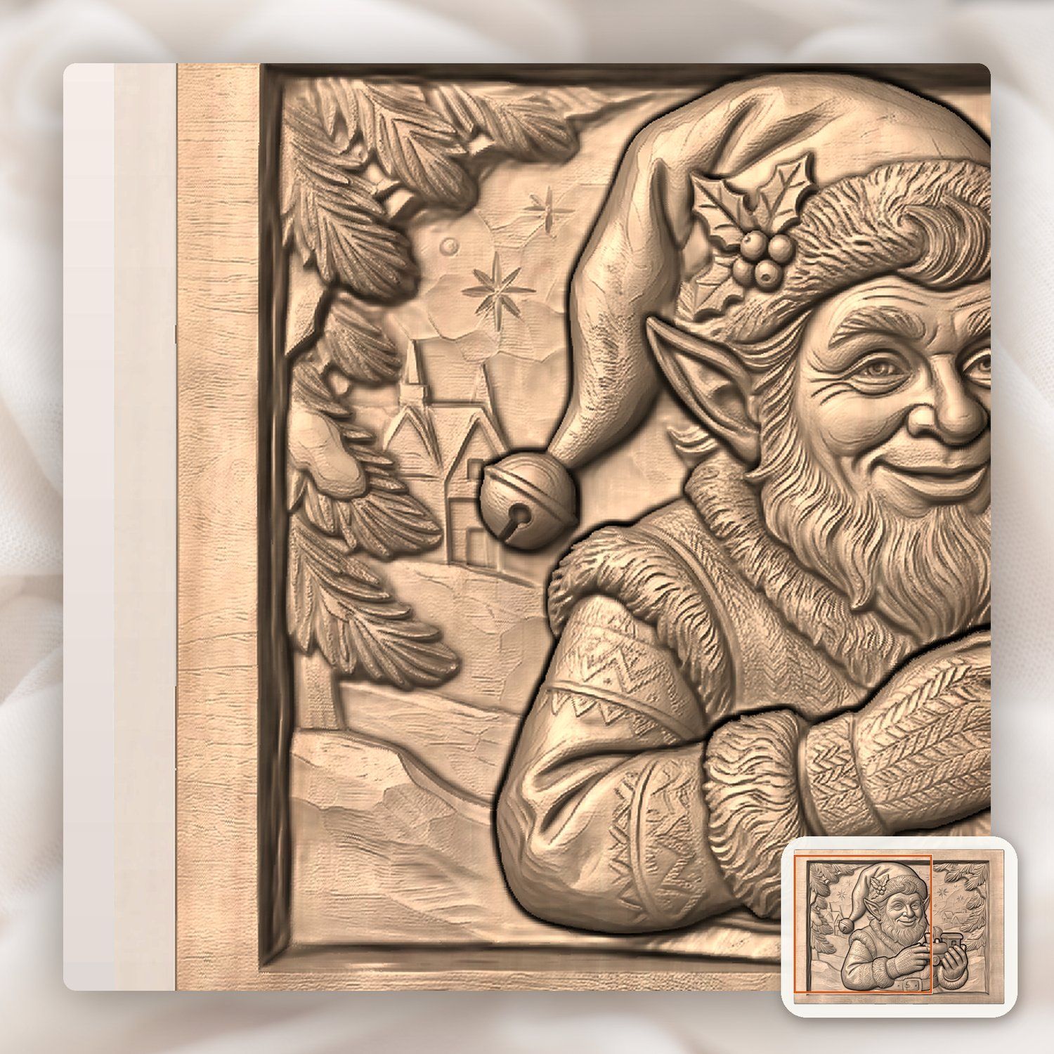 Christmas Elf Toymaker CNC Relief STL bas-relief STL — view 9